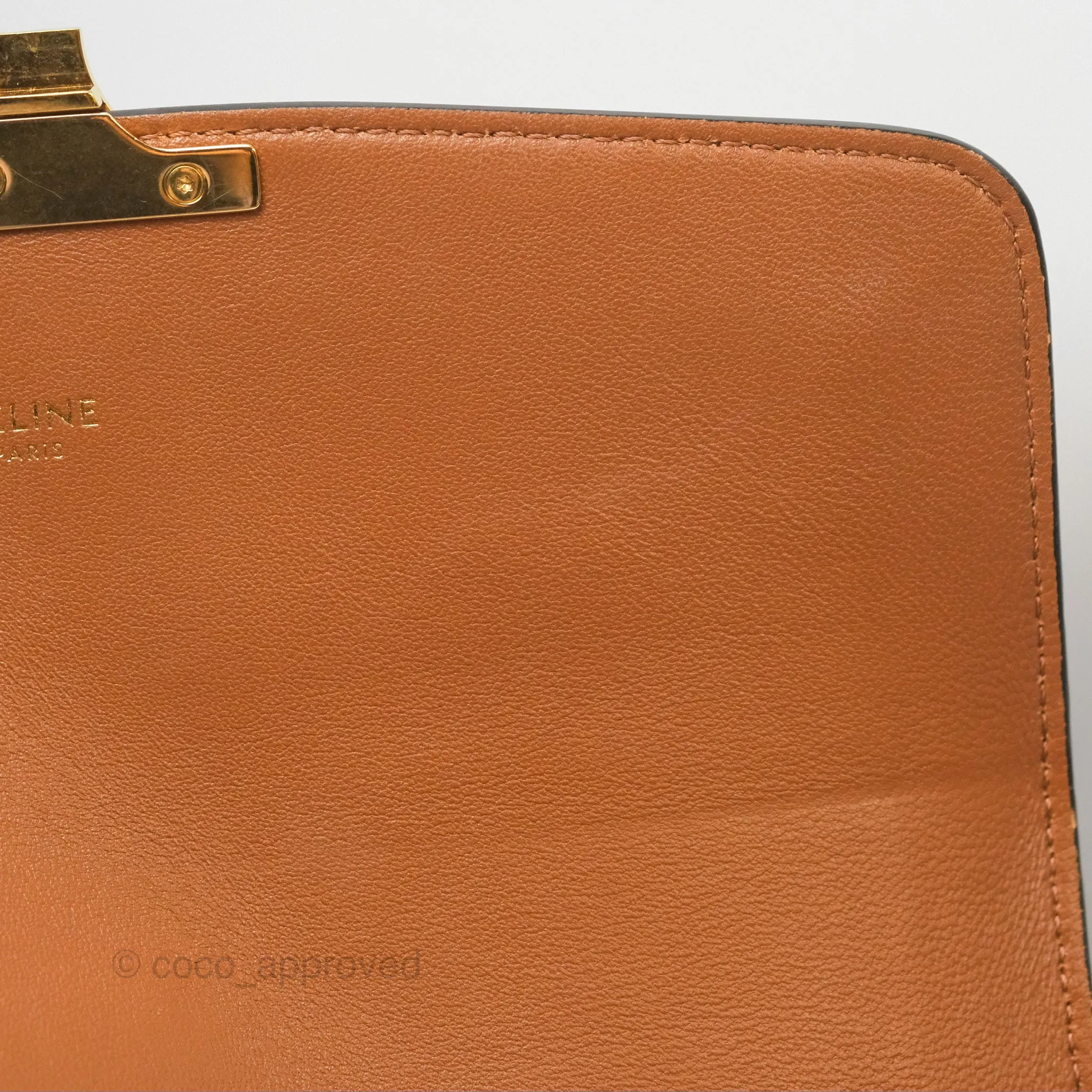 Celine Medium Triomphe Bag Triomphe Canvas Tan Calfskin