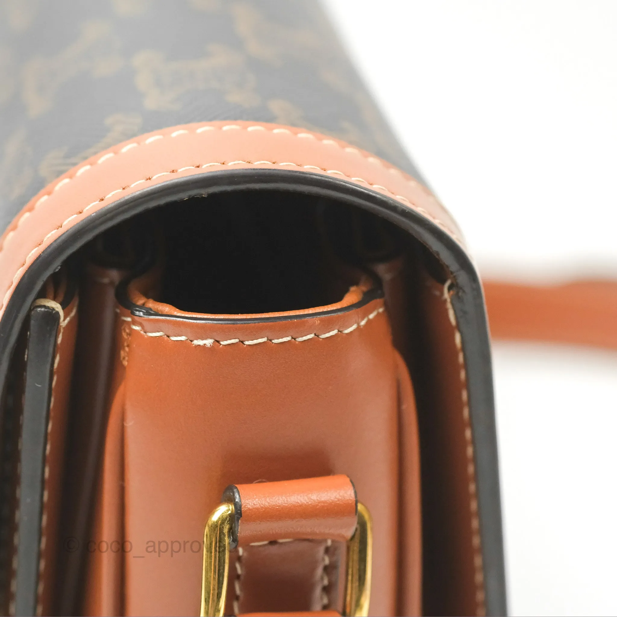 Celine Medium Triomphe Bag Triomphe Canvas Tan Calfskin