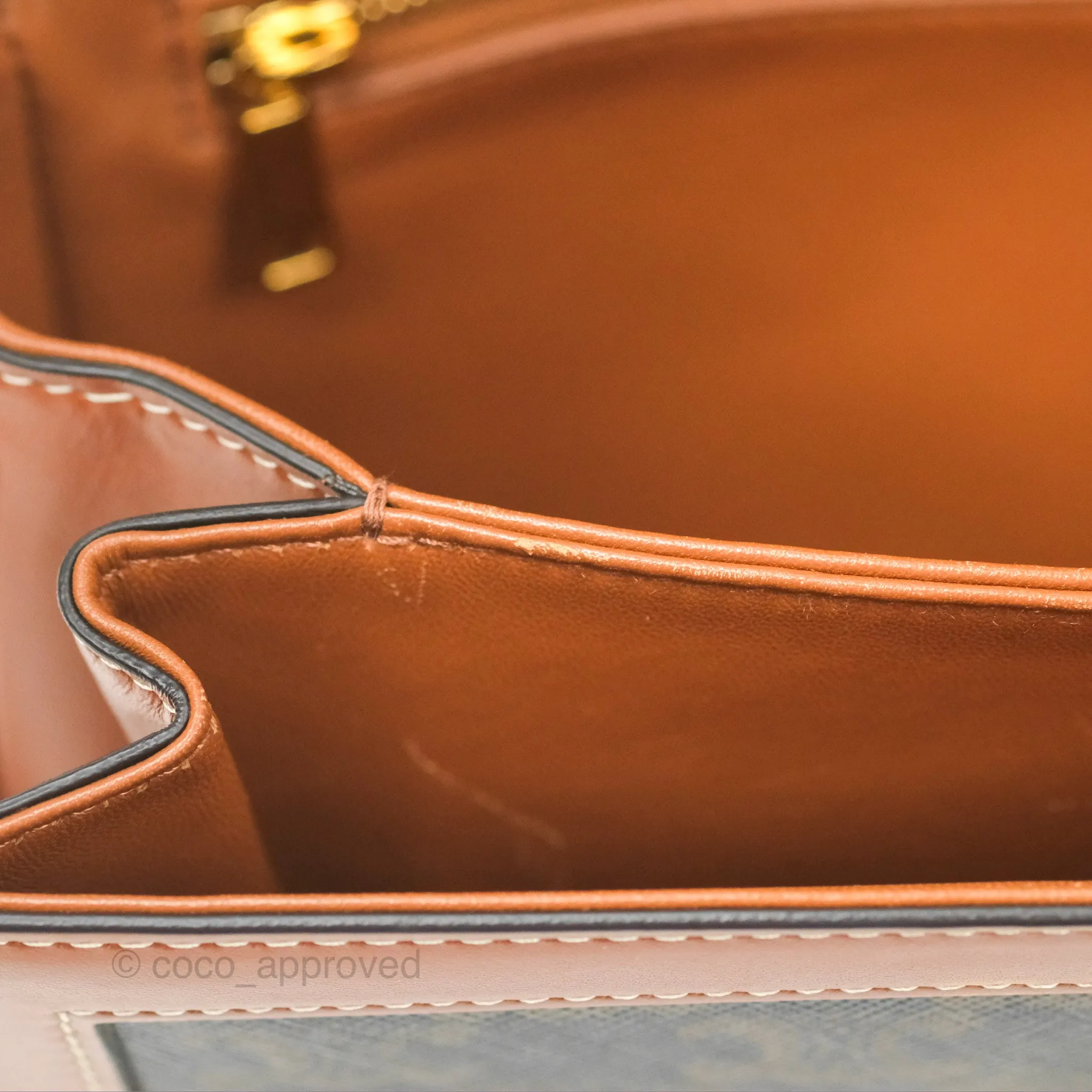 Celine Medium Triomphe Bag Triomphe Canvas Tan Calfskin