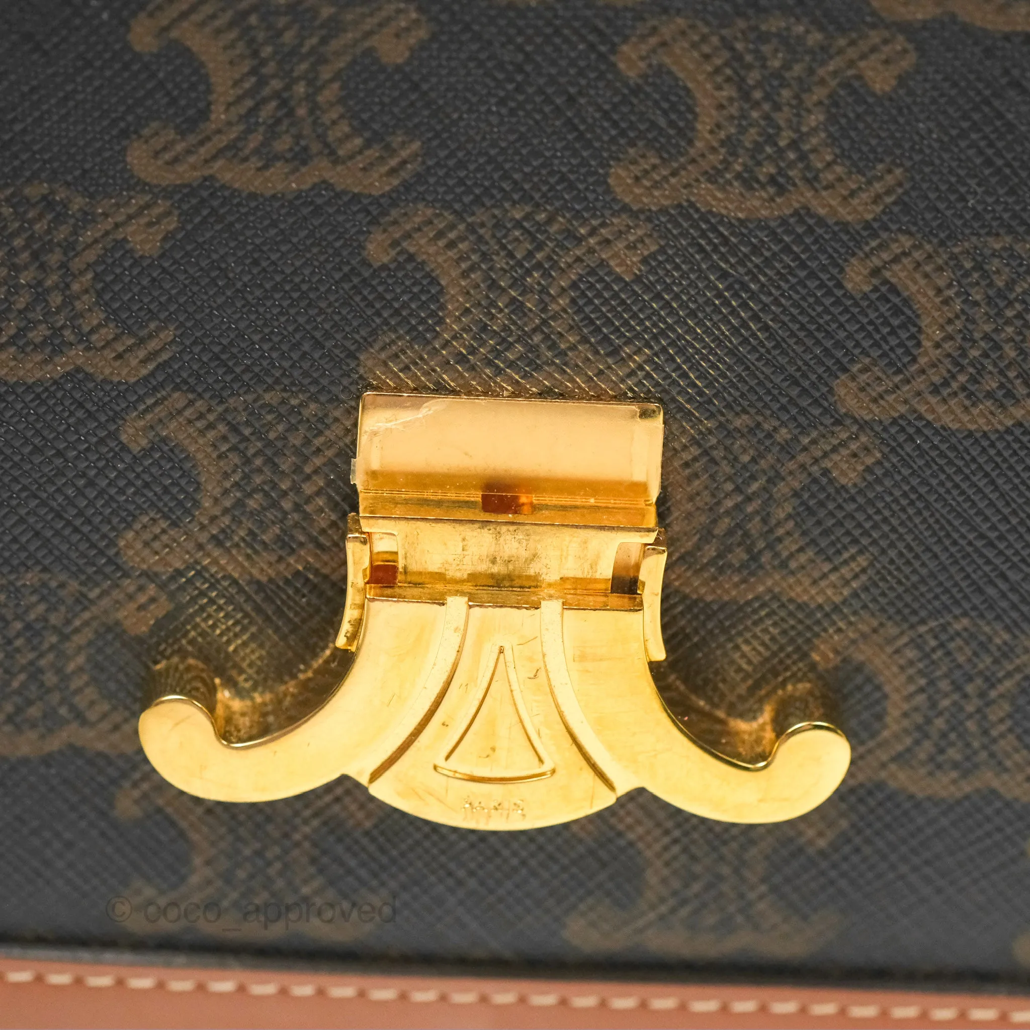 Celine Medium Triomphe Bag Triomphe Canvas Tan Calfskin