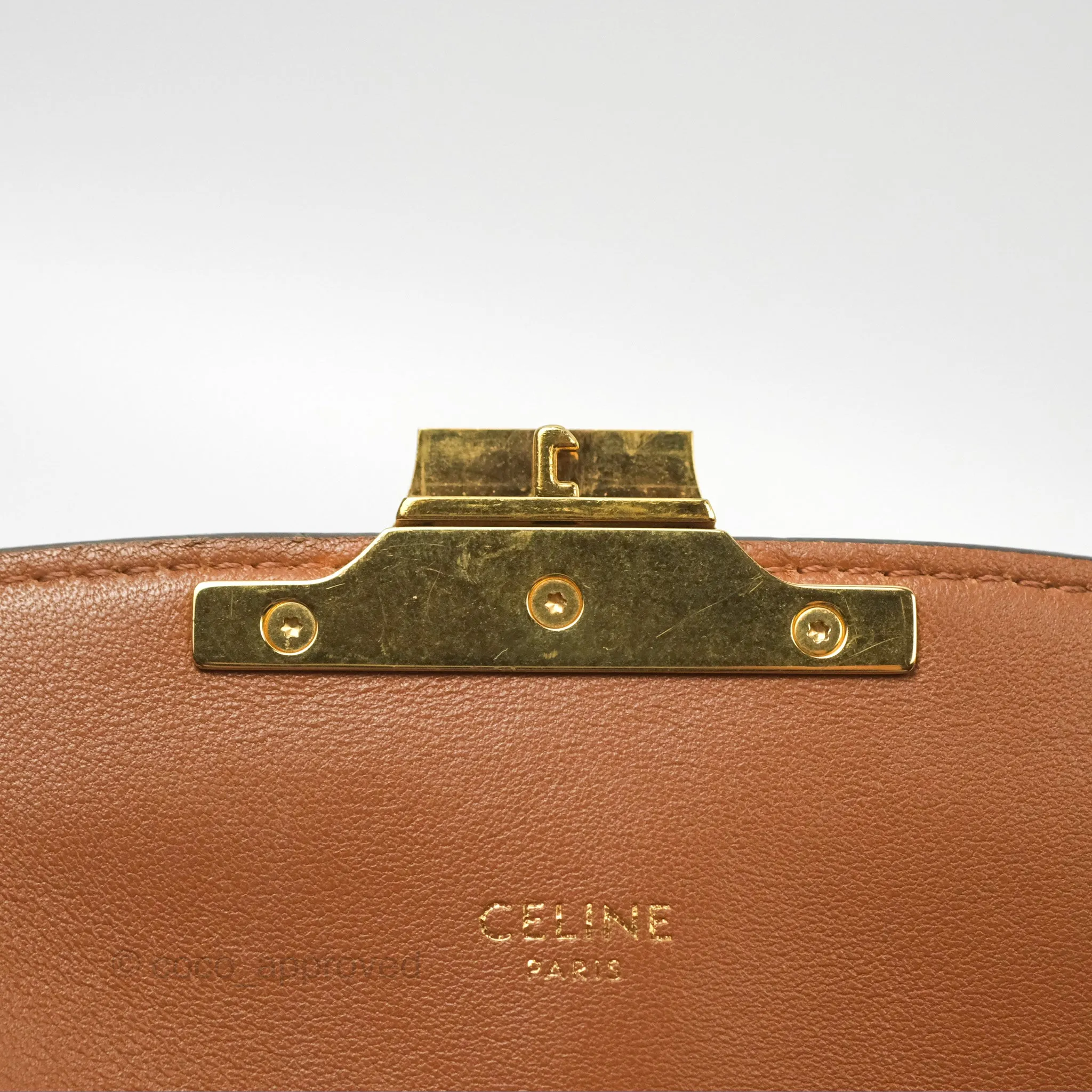 Celine Medium Triomphe Bag Triomphe Canvas Tan Calfskin