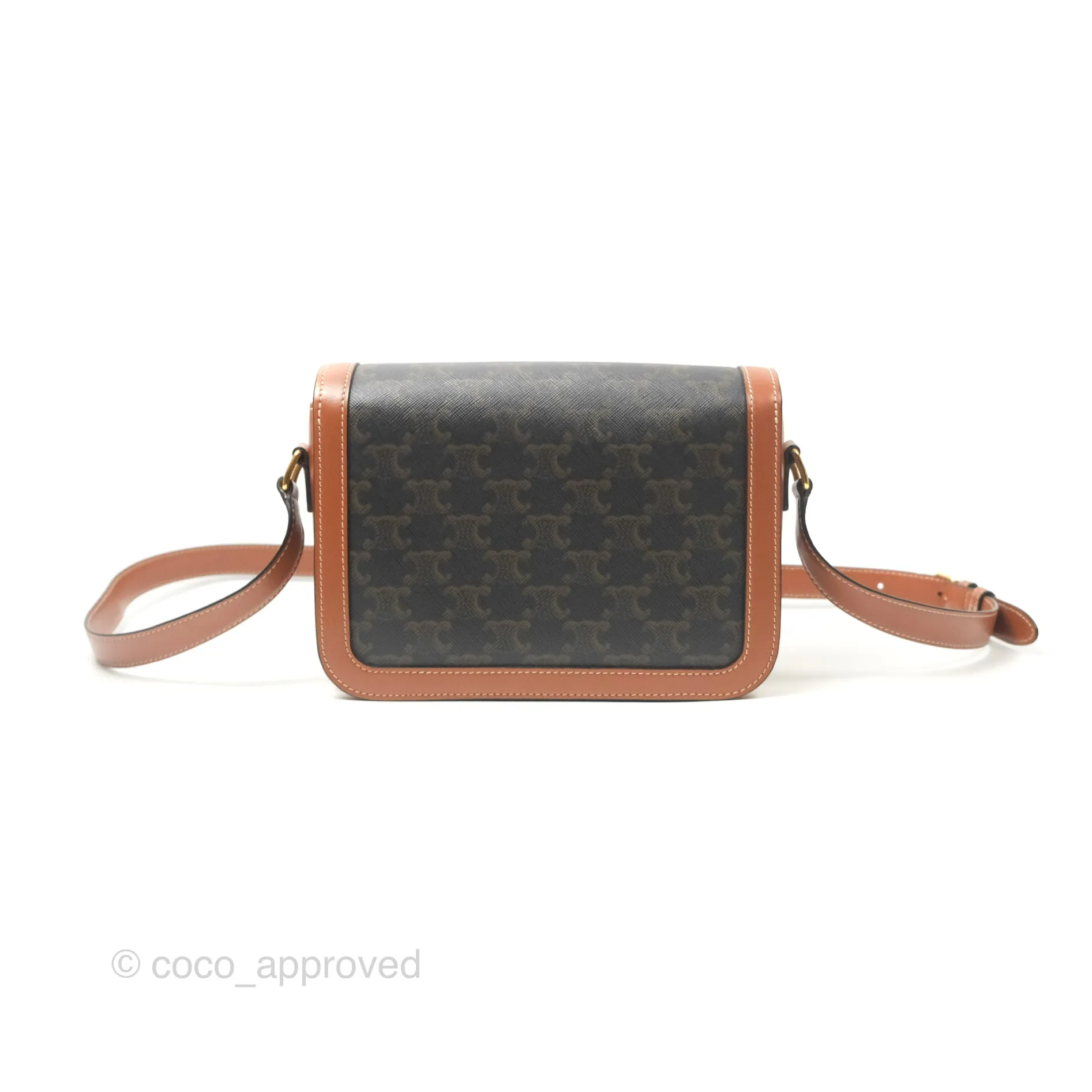 Celine Medium Triomphe Bag Triomphe Canvas Tan Calfskin