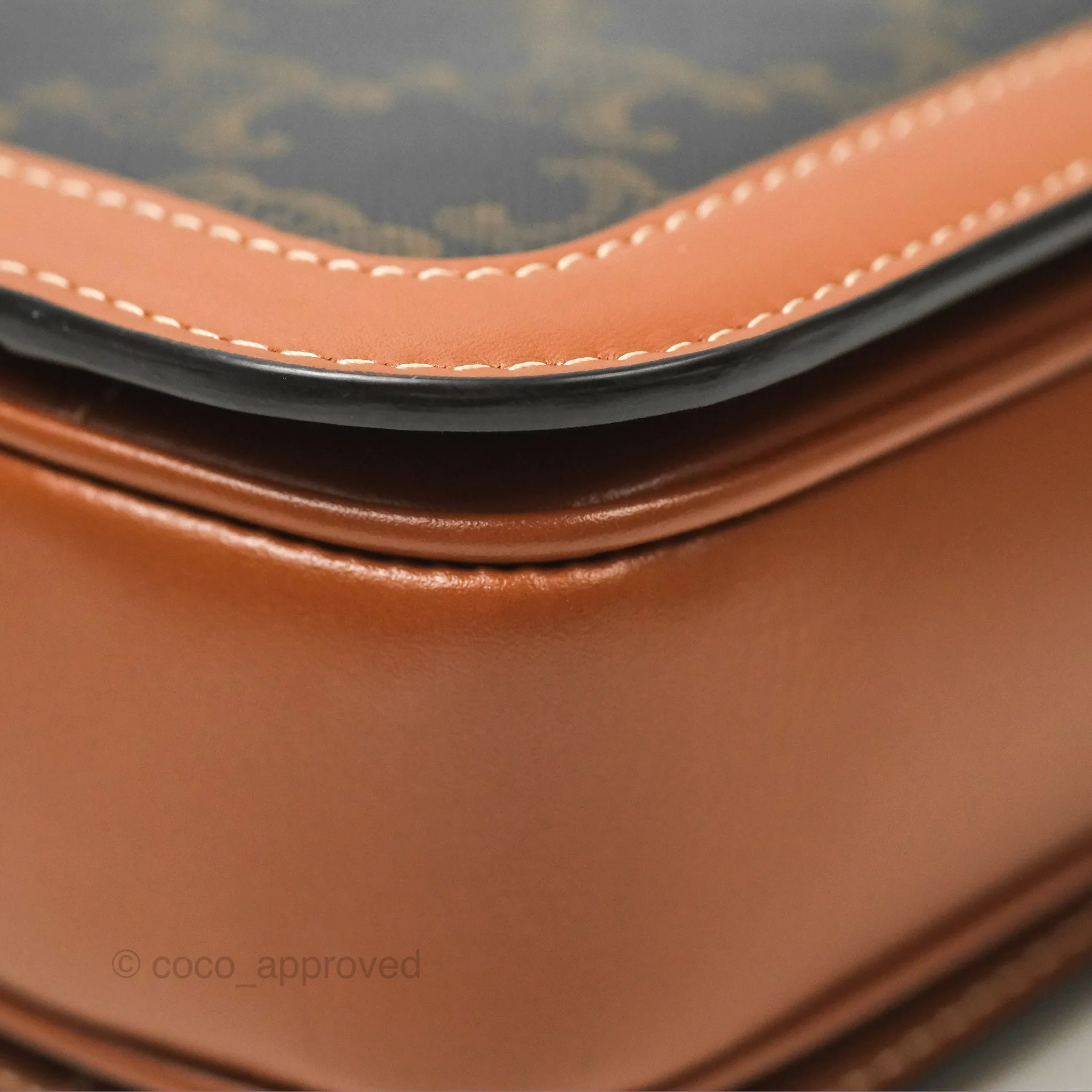 Celine Medium Triomphe Bag Triomphe Canvas Tan Calfskin