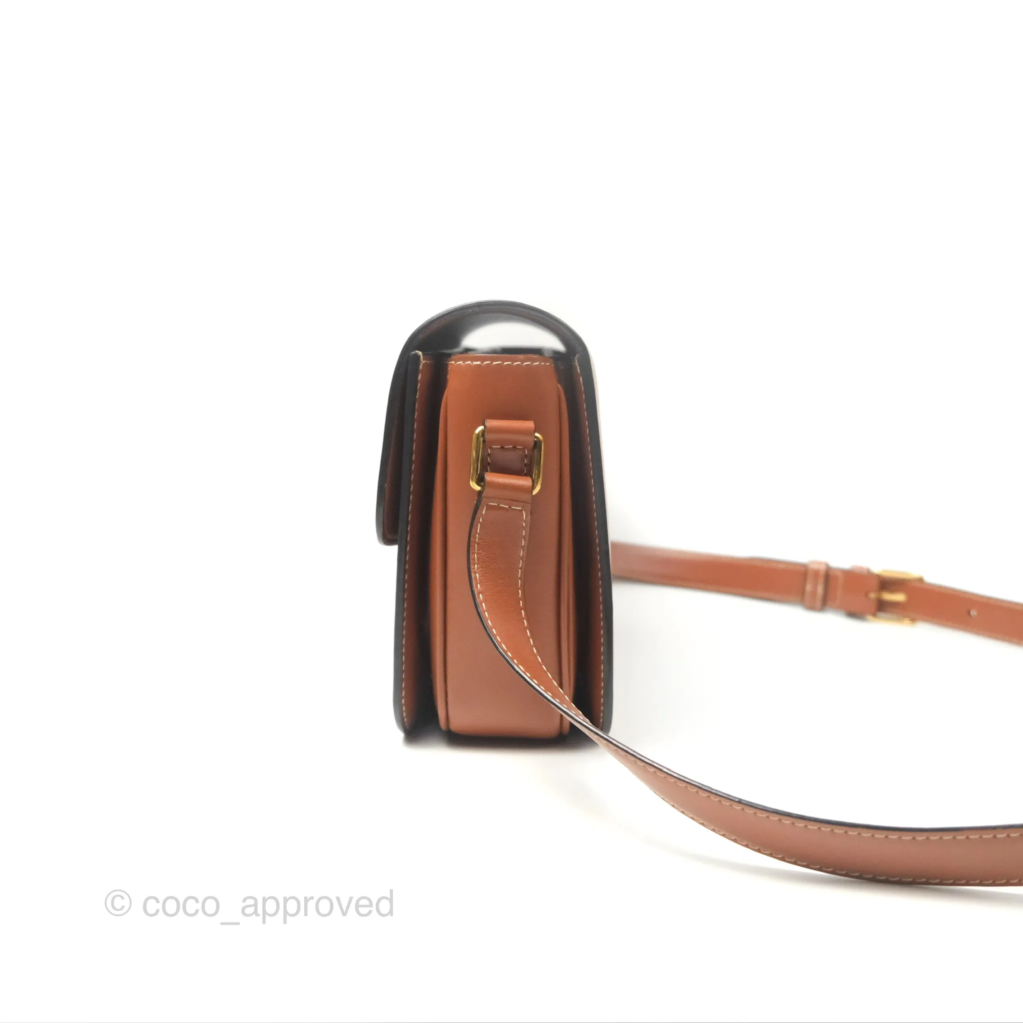 Celine Medium Triomphe Bag Triomphe Canvas Tan Calfskin