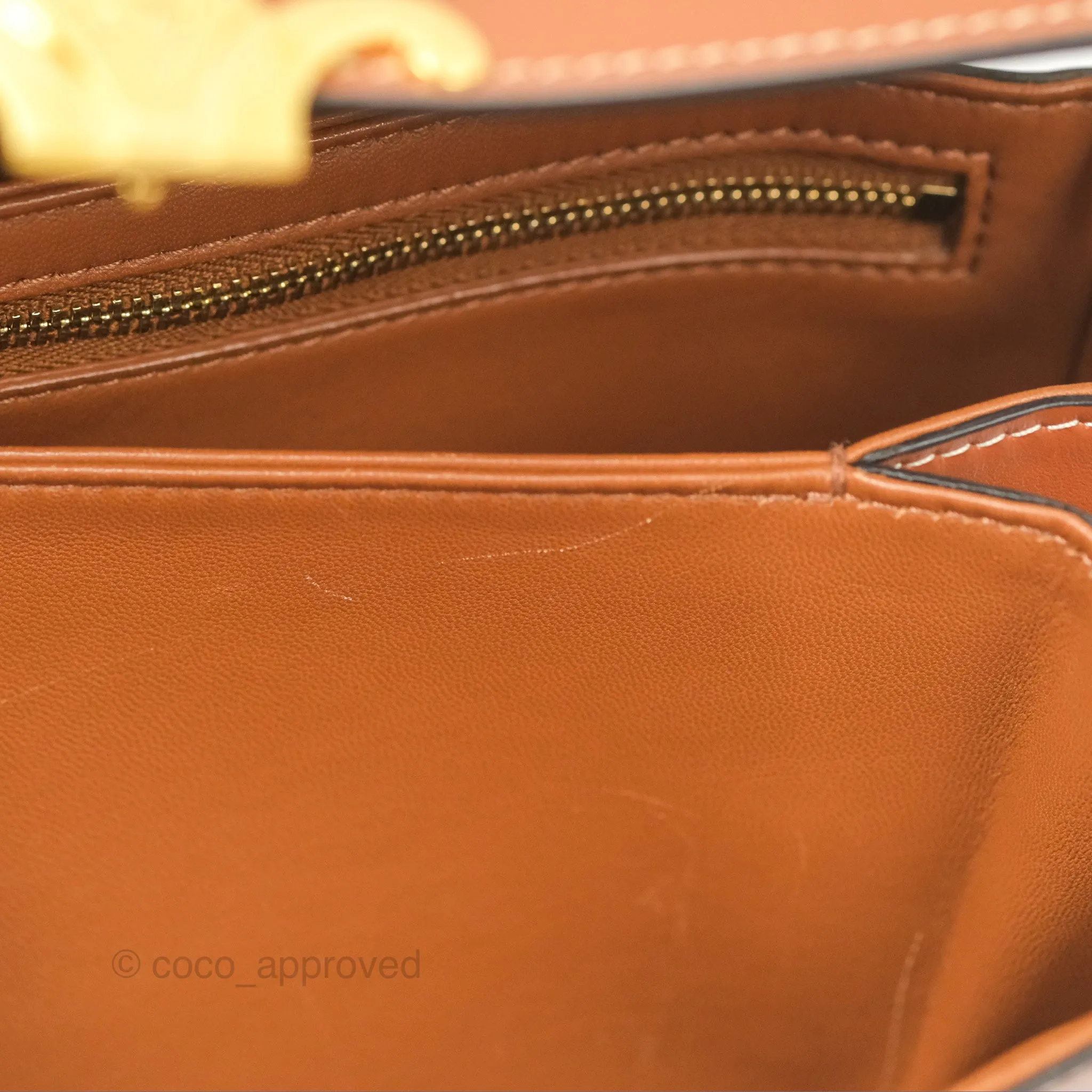 Celine Medium Triomphe Bag Triomphe Canvas Tan Calfskin