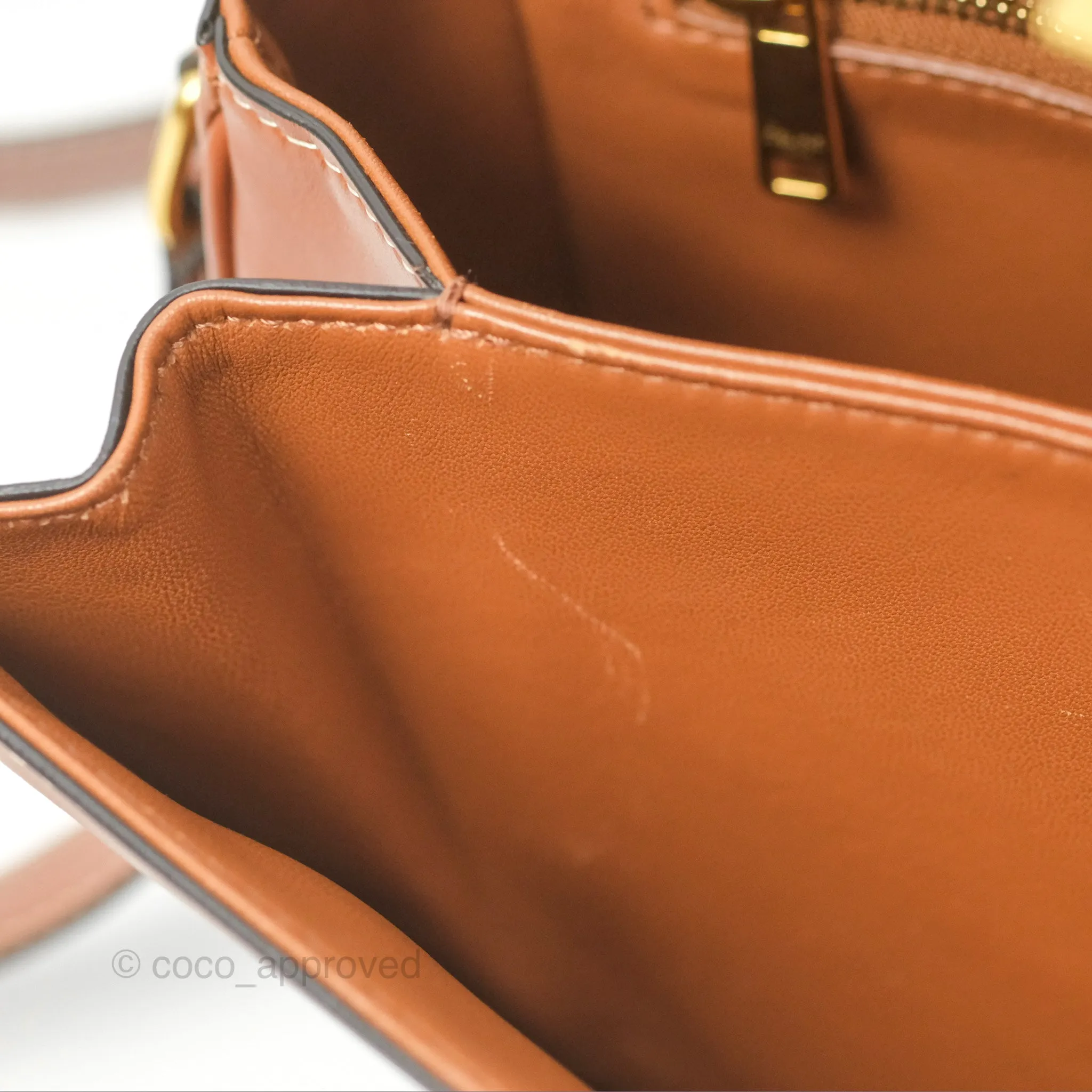 Celine Medium Triomphe Bag Triomphe Canvas Tan Calfskin