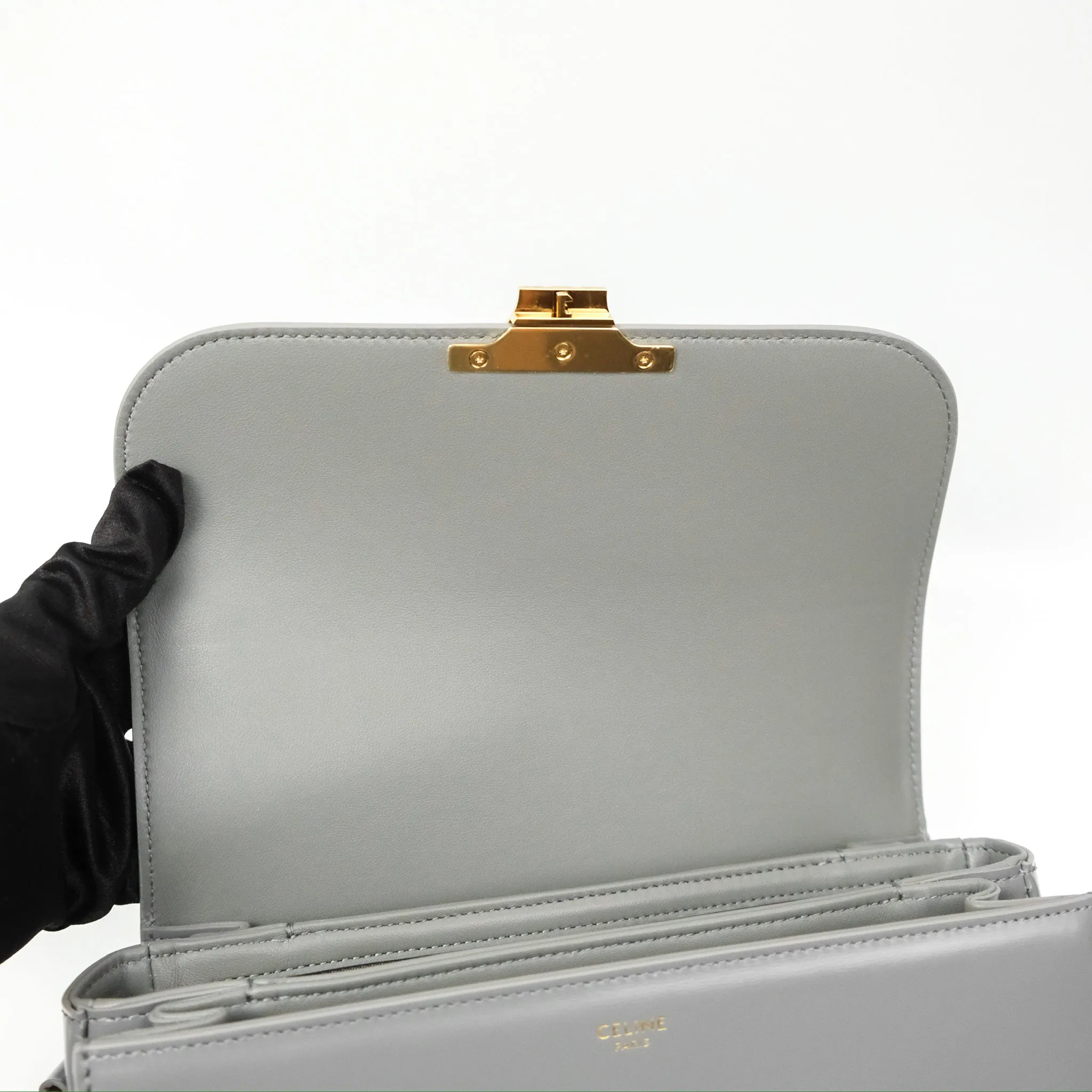 Celine Medium Triomphe Bag Zinc Shiny Calfskin