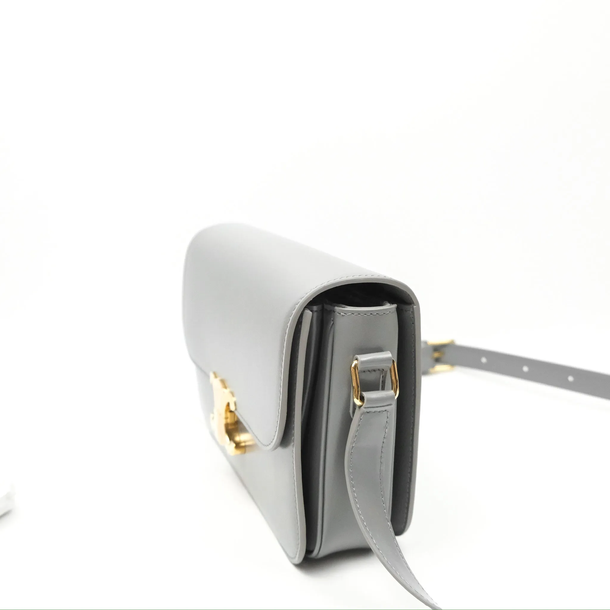 Celine Medium Triomphe Bag Zinc Shiny Calfskin