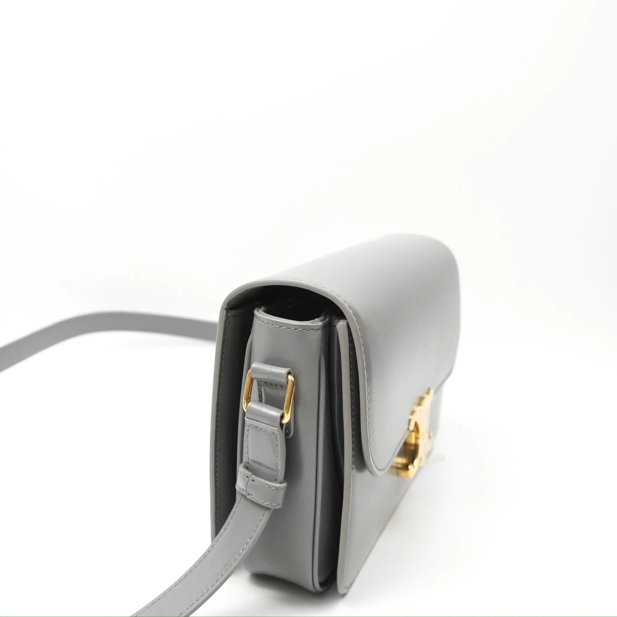 Celine Medium Triomphe Bag Zinc Shiny Calfskin