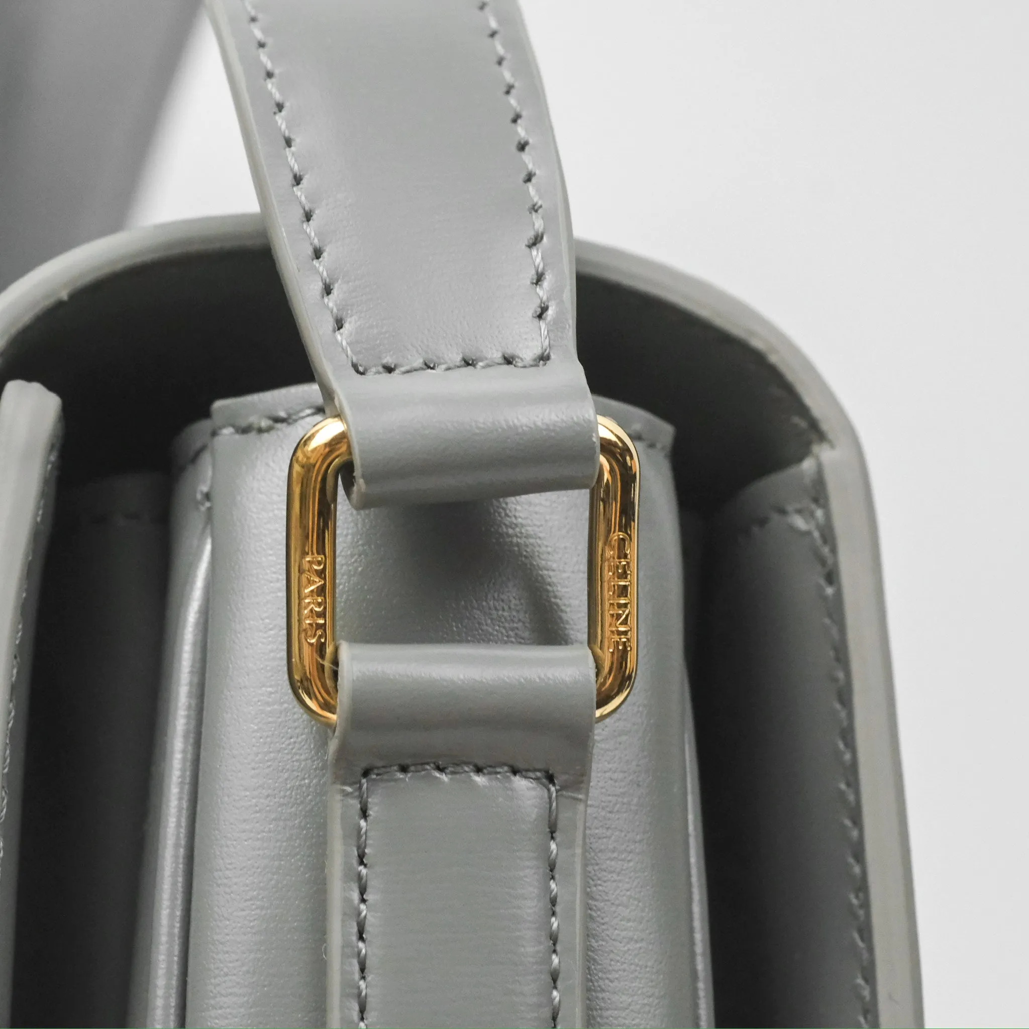 Celine Medium Triomphe Bag Zinc Shiny Calfskin