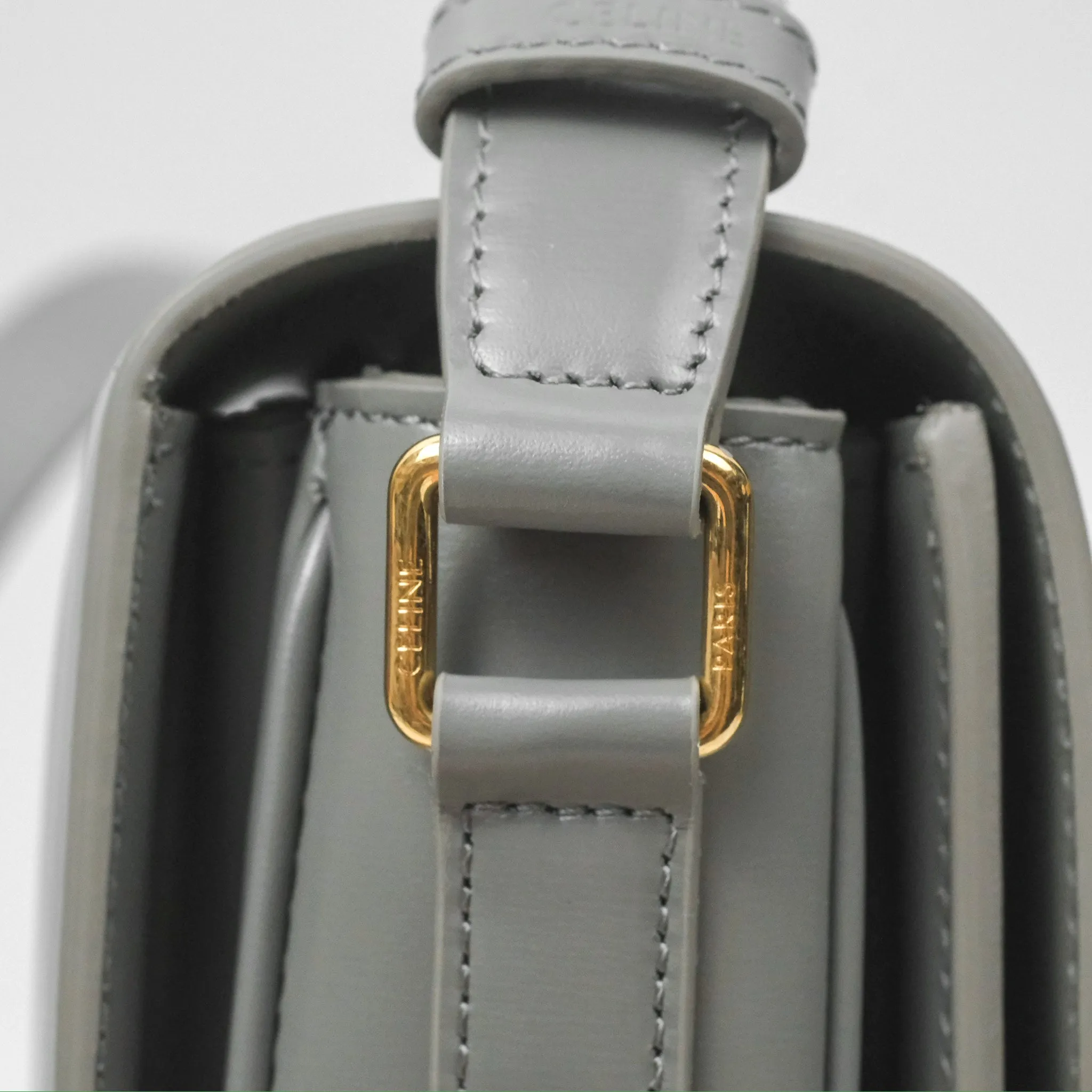 Celine Medium Triomphe Bag Zinc Shiny Calfskin