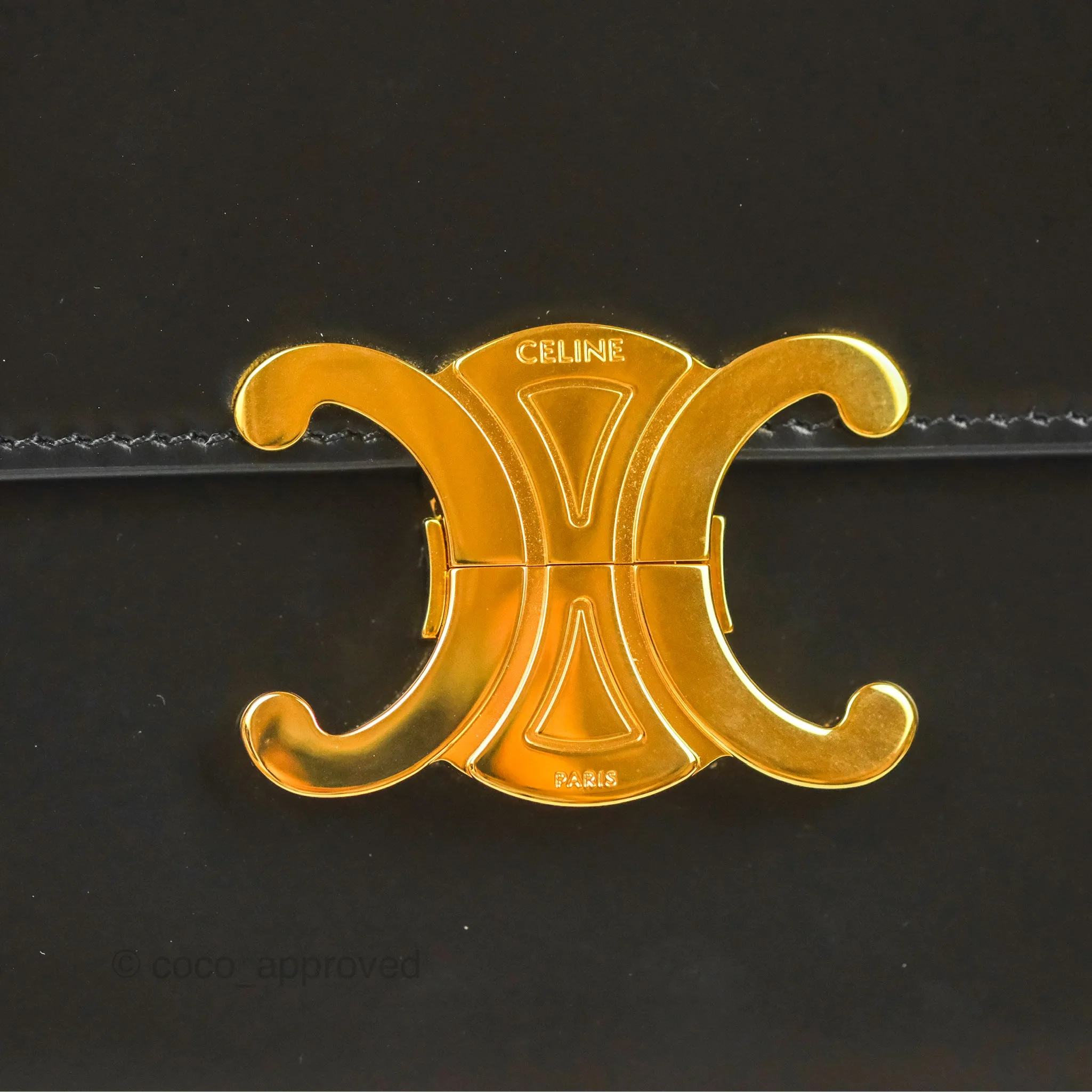 Celine Medium Triomphe Black Shiny Calfskin