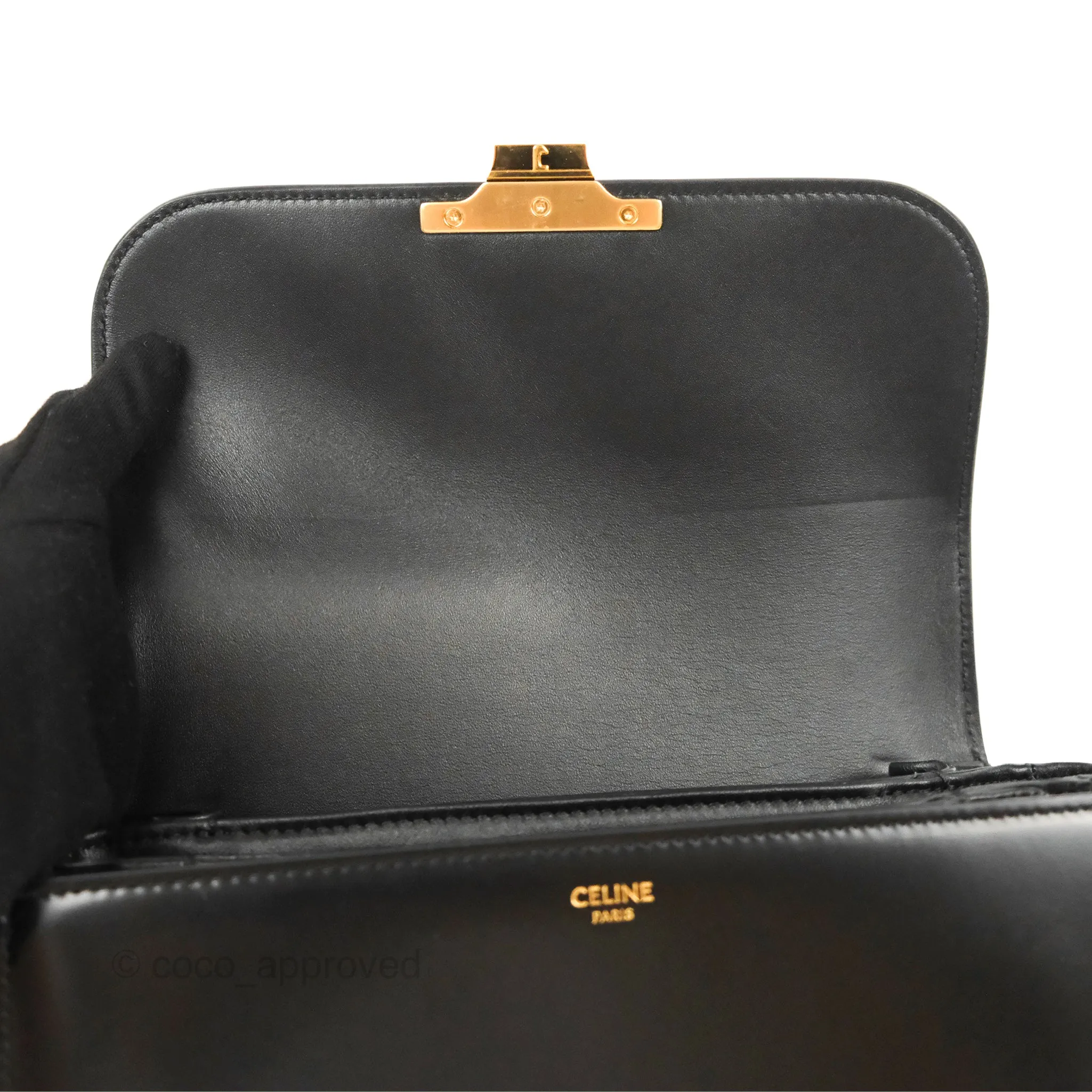 Celine Medium Triomphe Black Shiny Calfskin