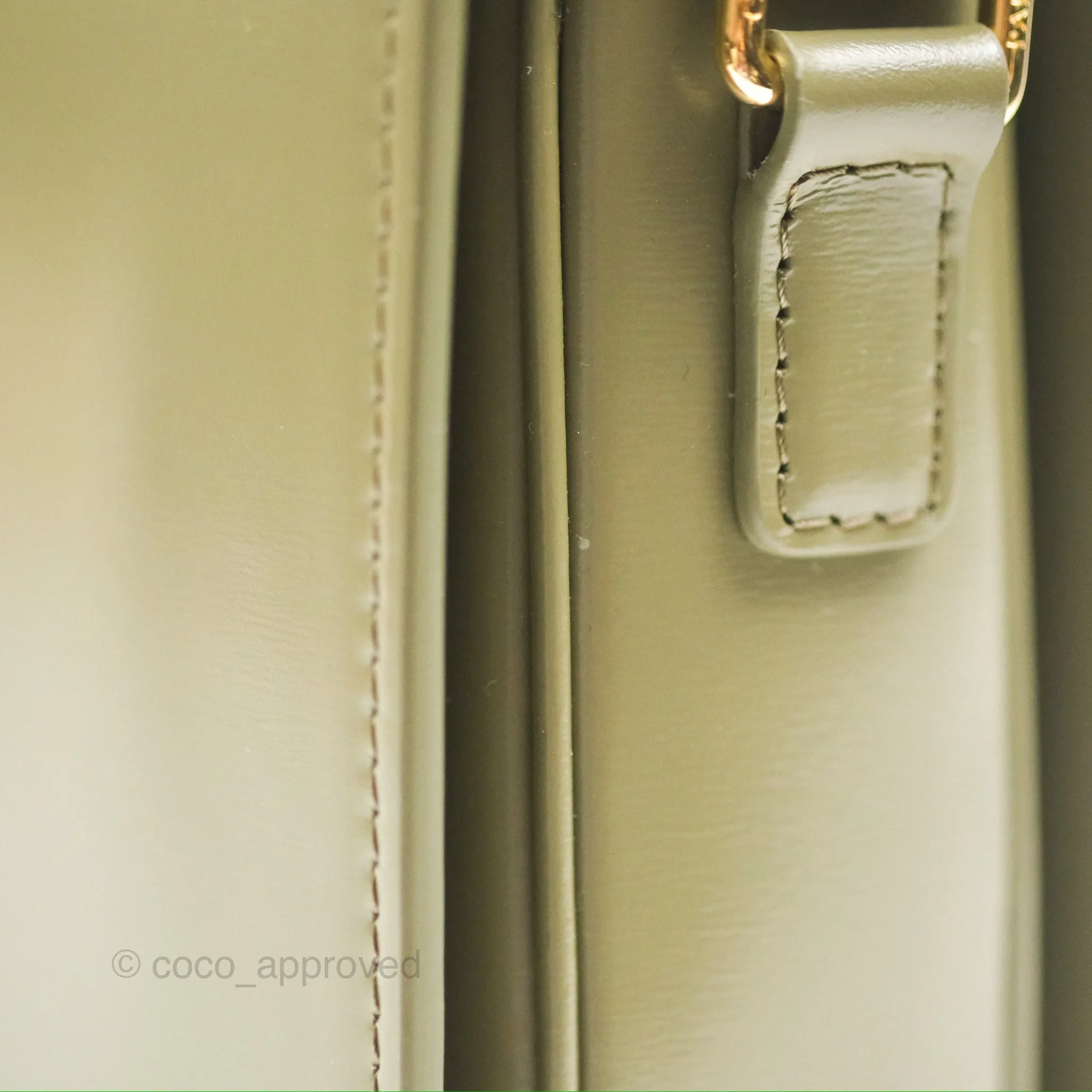 Celine Medium Triomphe Soft Khaki Shiny Calfskin