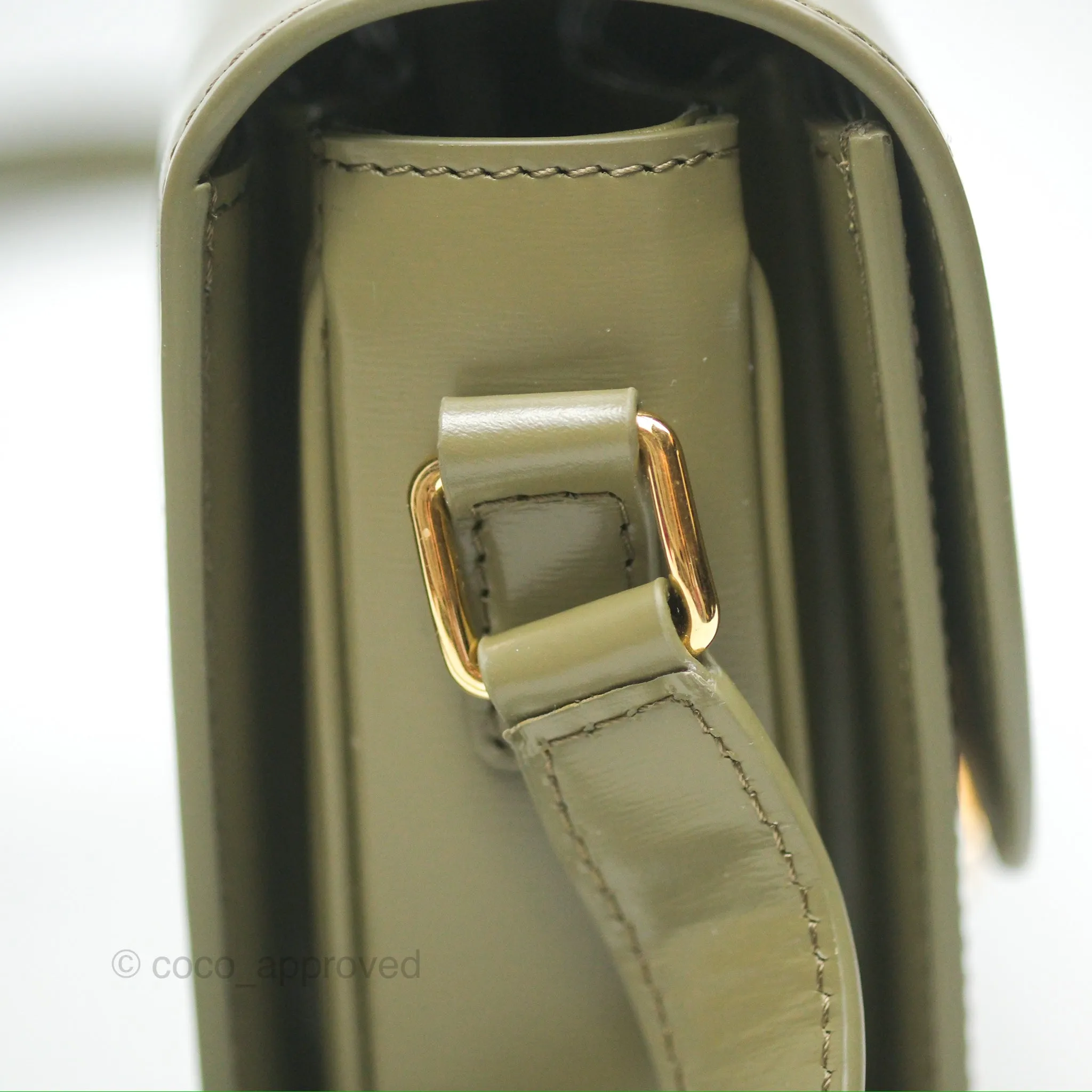 Celine Medium Triomphe Soft Khaki Shiny Calfskin