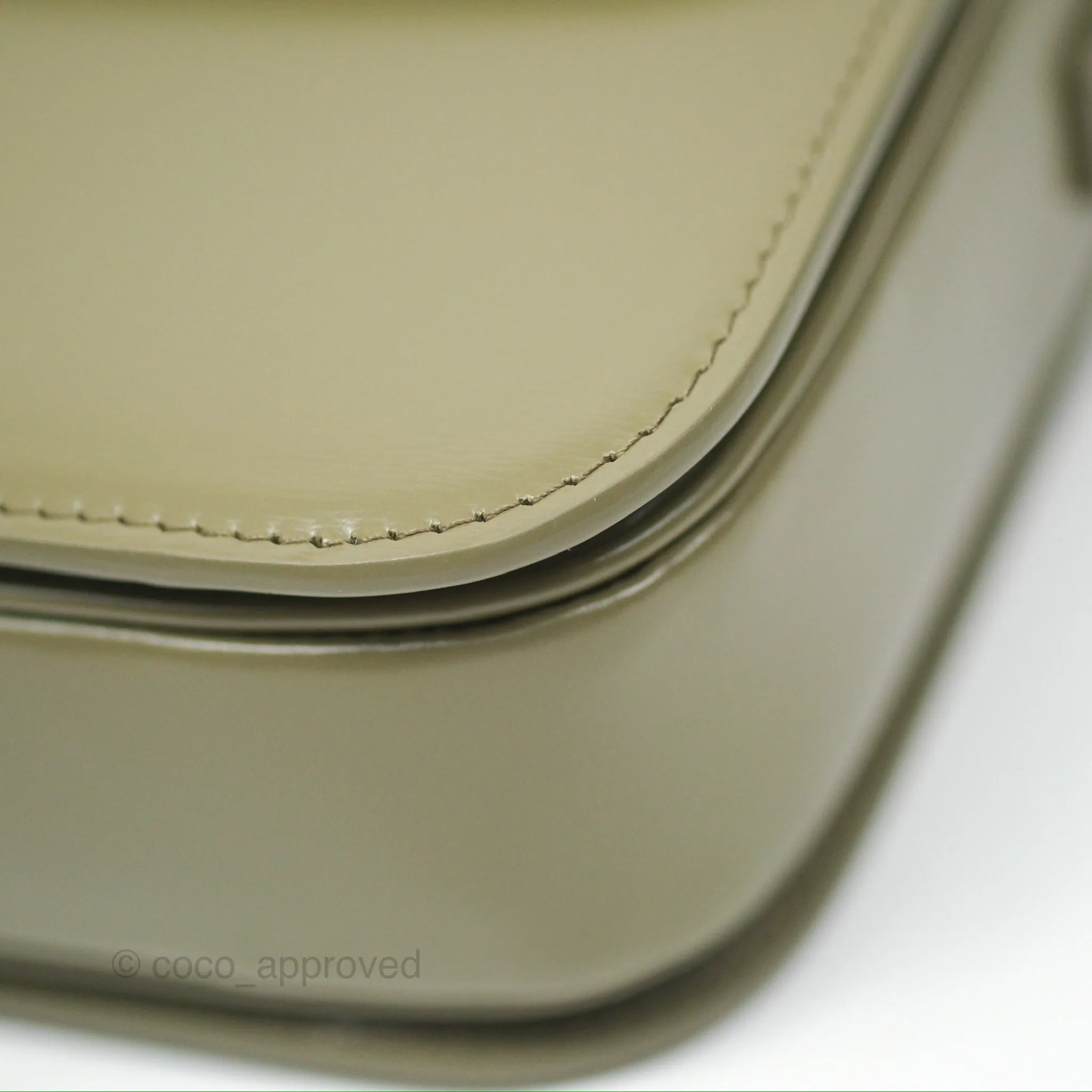 Celine Medium Triomphe Soft Khaki Shiny Calfskin