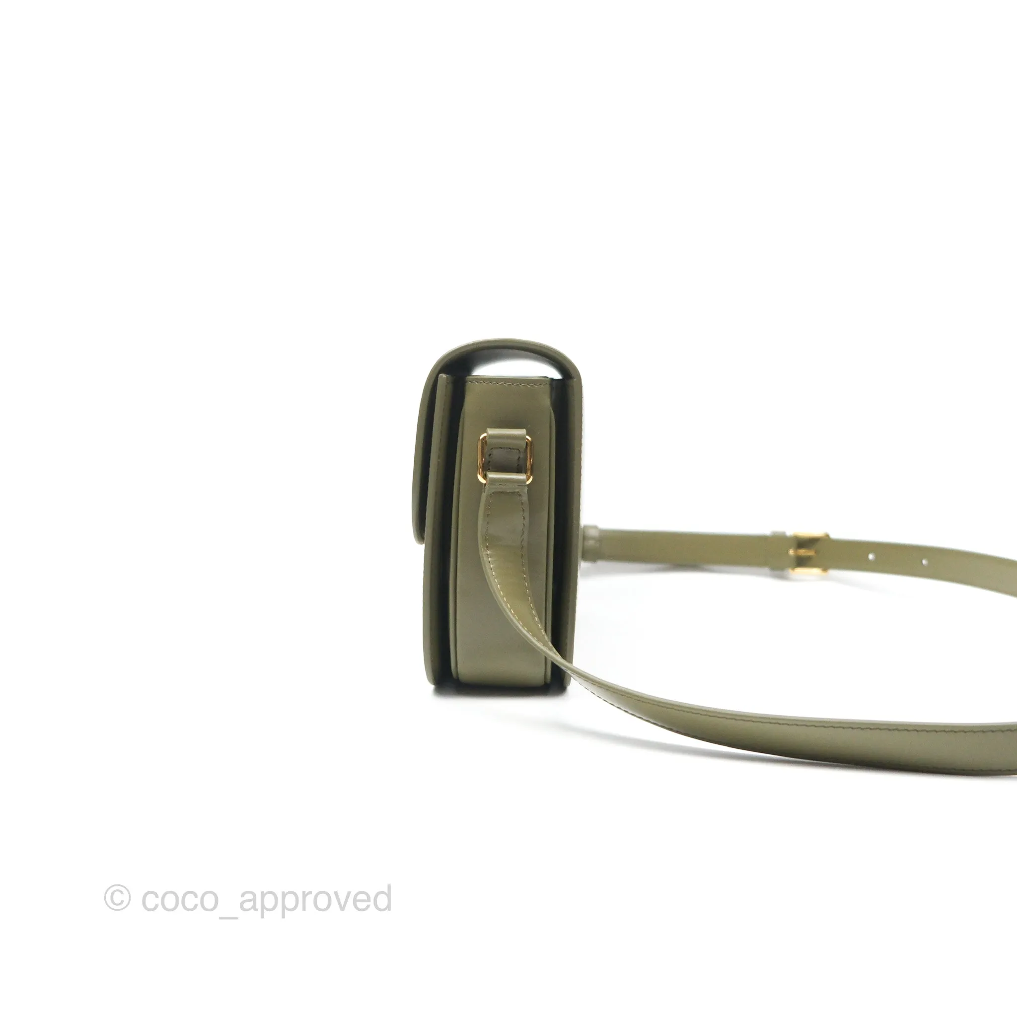 Celine Medium Triomphe Soft Khaki Shiny Calfskin