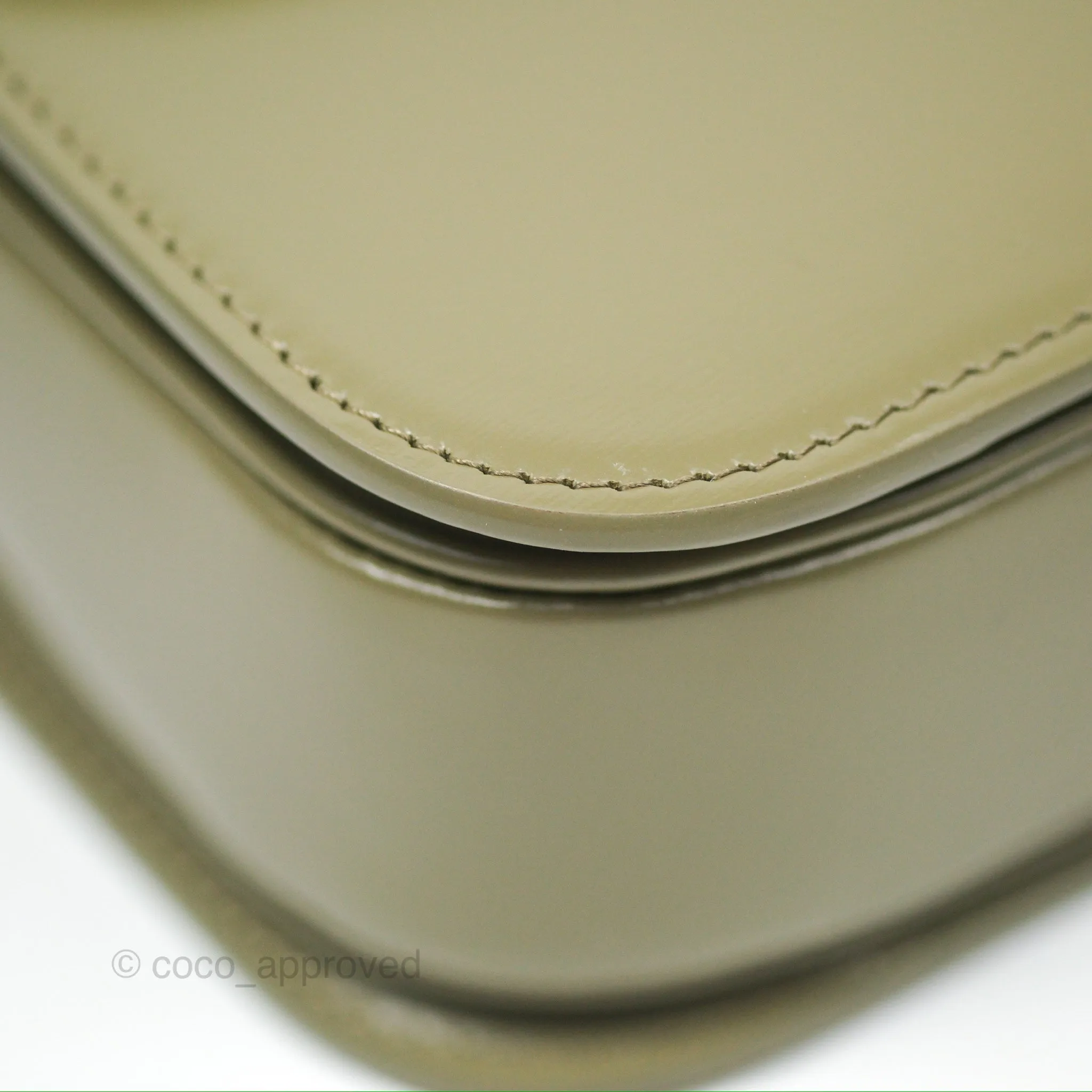 Celine Medium Triomphe Soft Khaki Shiny Calfskin