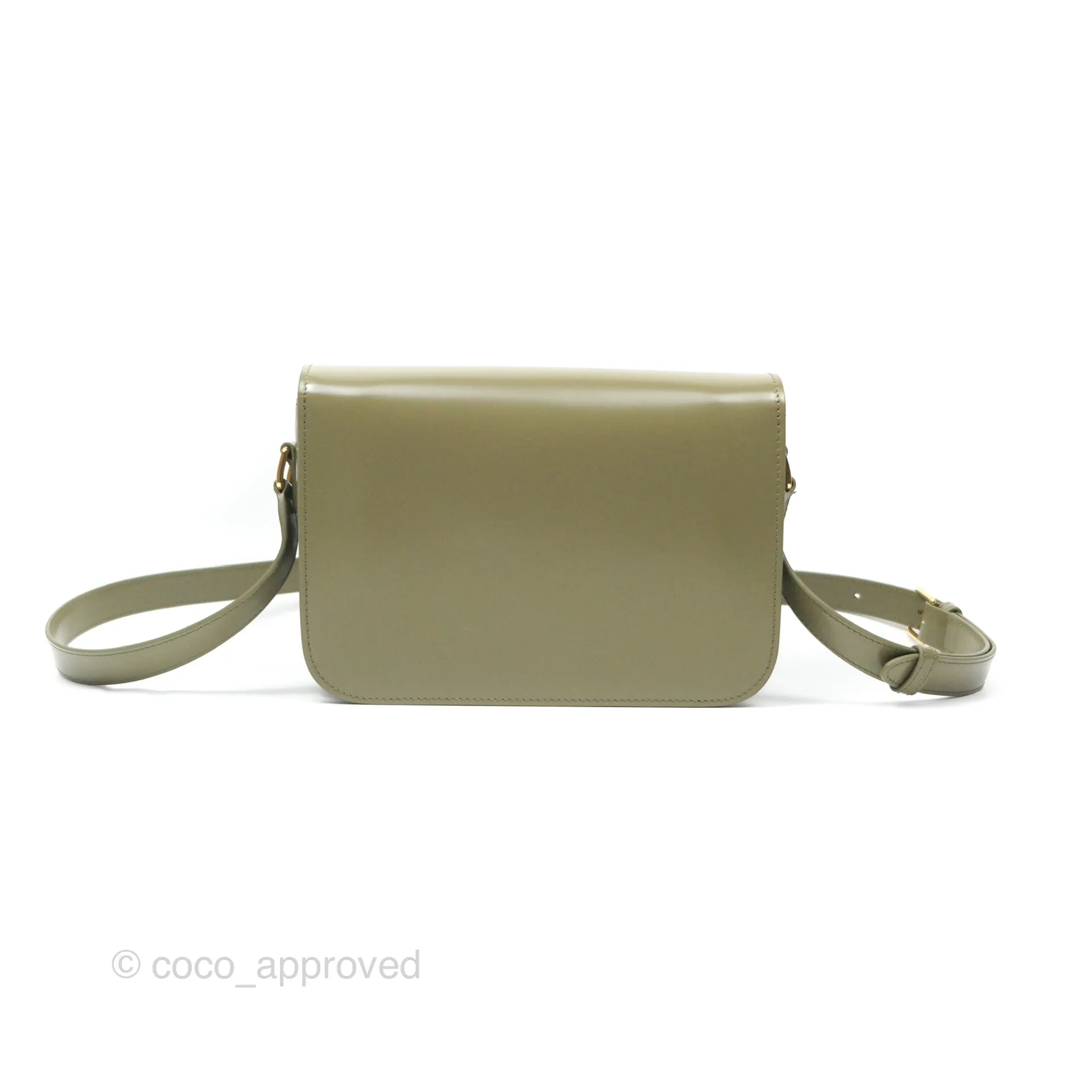 Celine Medium Triomphe Soft Khaki Shiny Calfskin