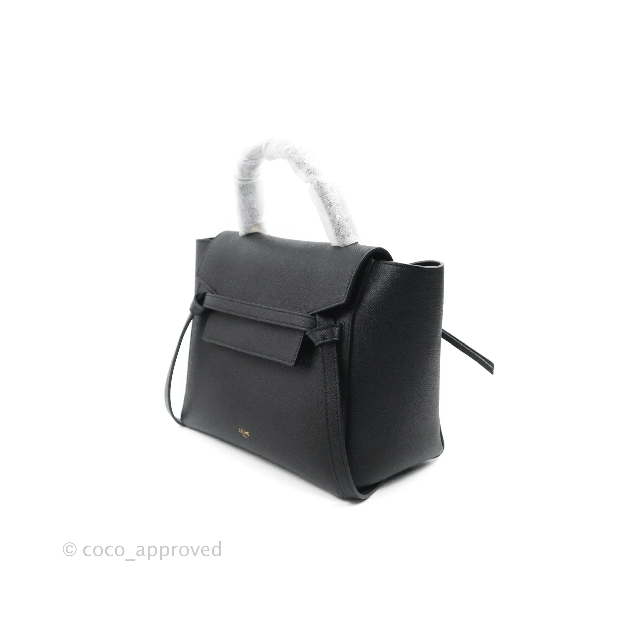 Celine Micro Belt Bag Dark Grey Grained Calfskin Gold Hardware