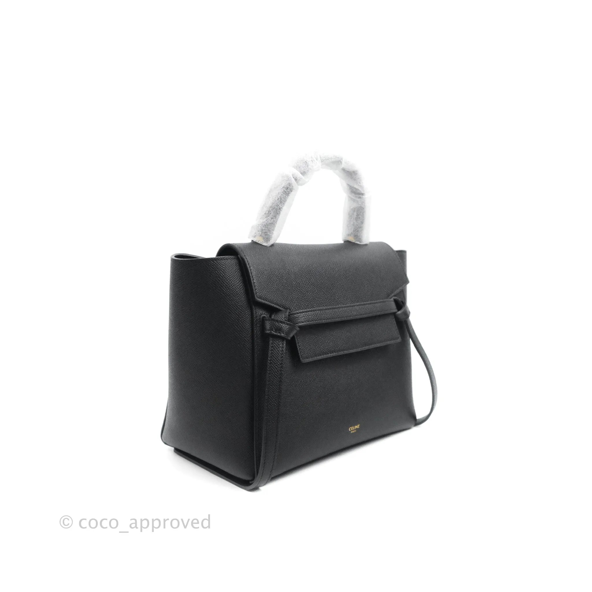 Celine Micro Belt Bag Dark Grey Grained Calfskin Gold Hardware