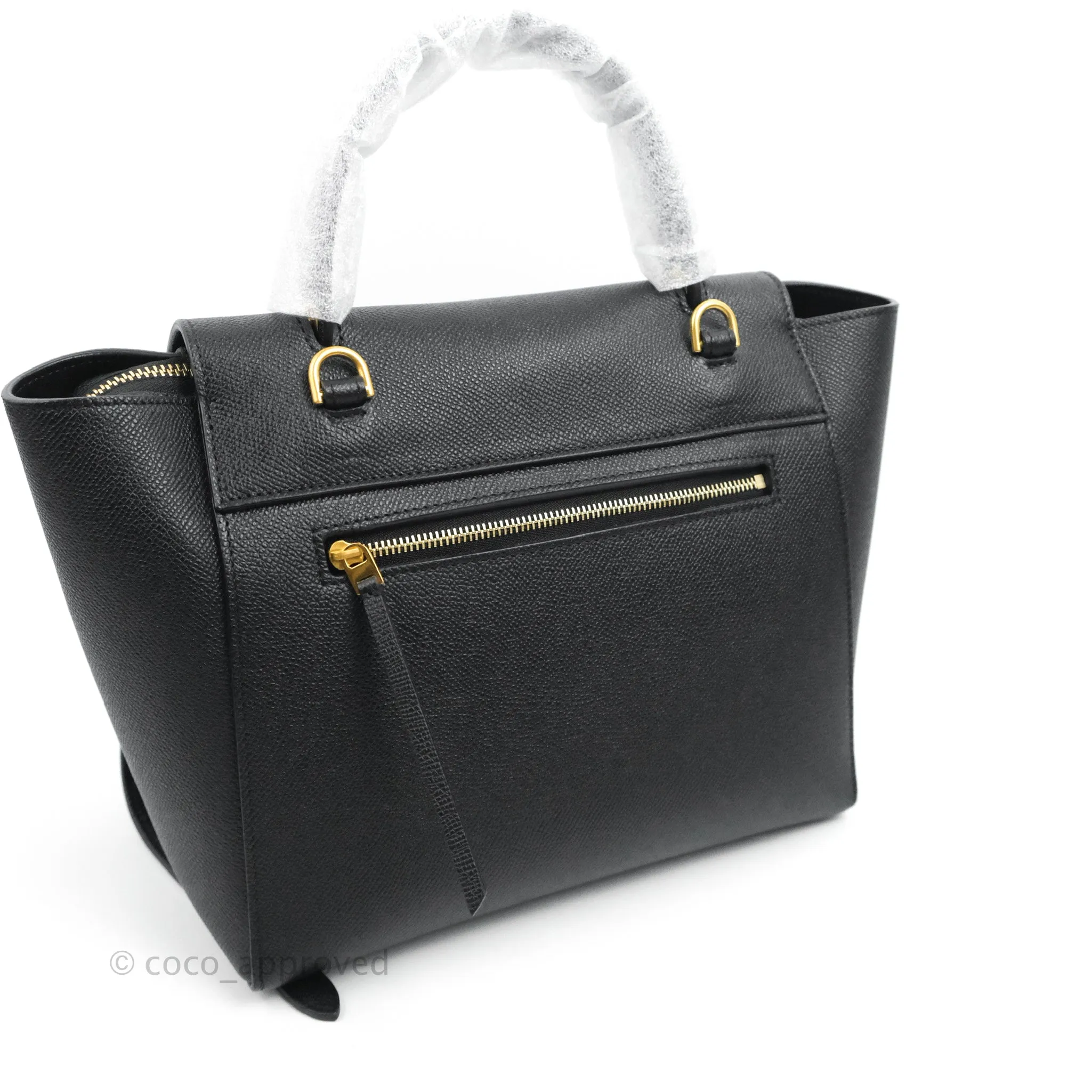 Celine Micro Belt Bag Dark Grey Grained Calfskin Gold Hardware
