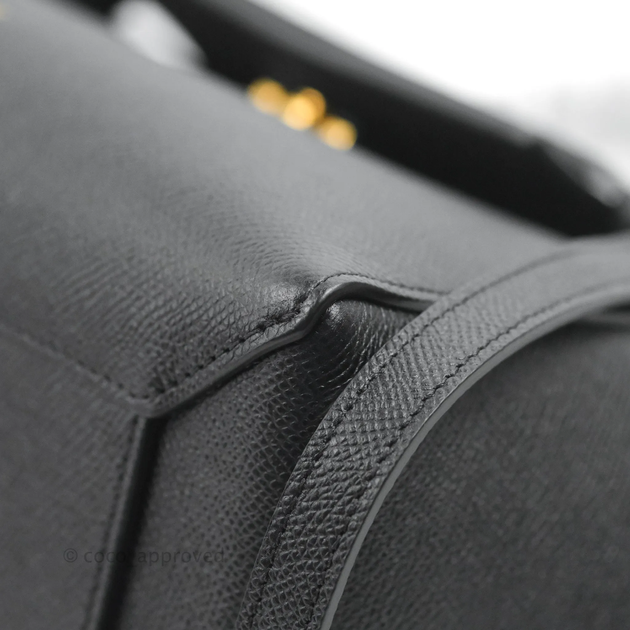 Celine Micro Belt Bag Dark Grey Grained Calfskin Gold Hardware