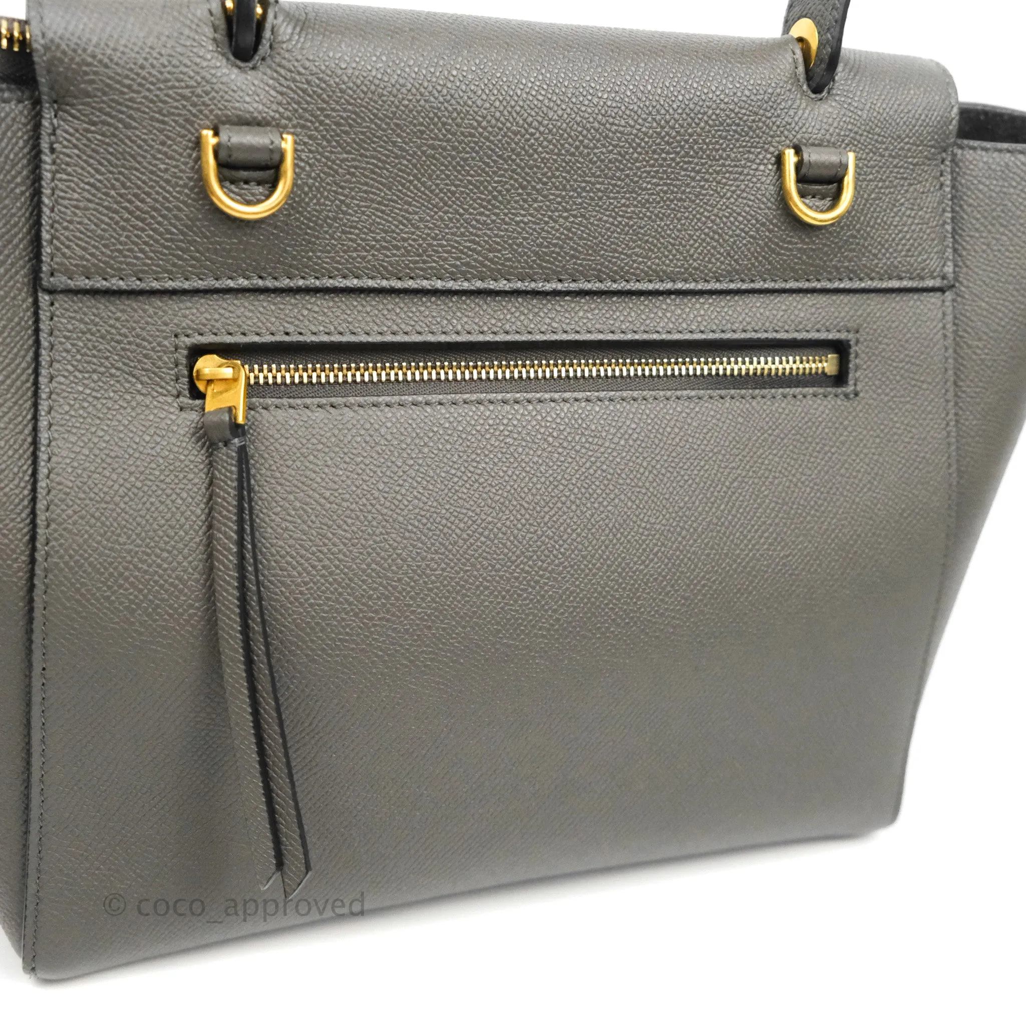 Celine Micro Belt Bag Grey Grained Calfskin Gold Hardware