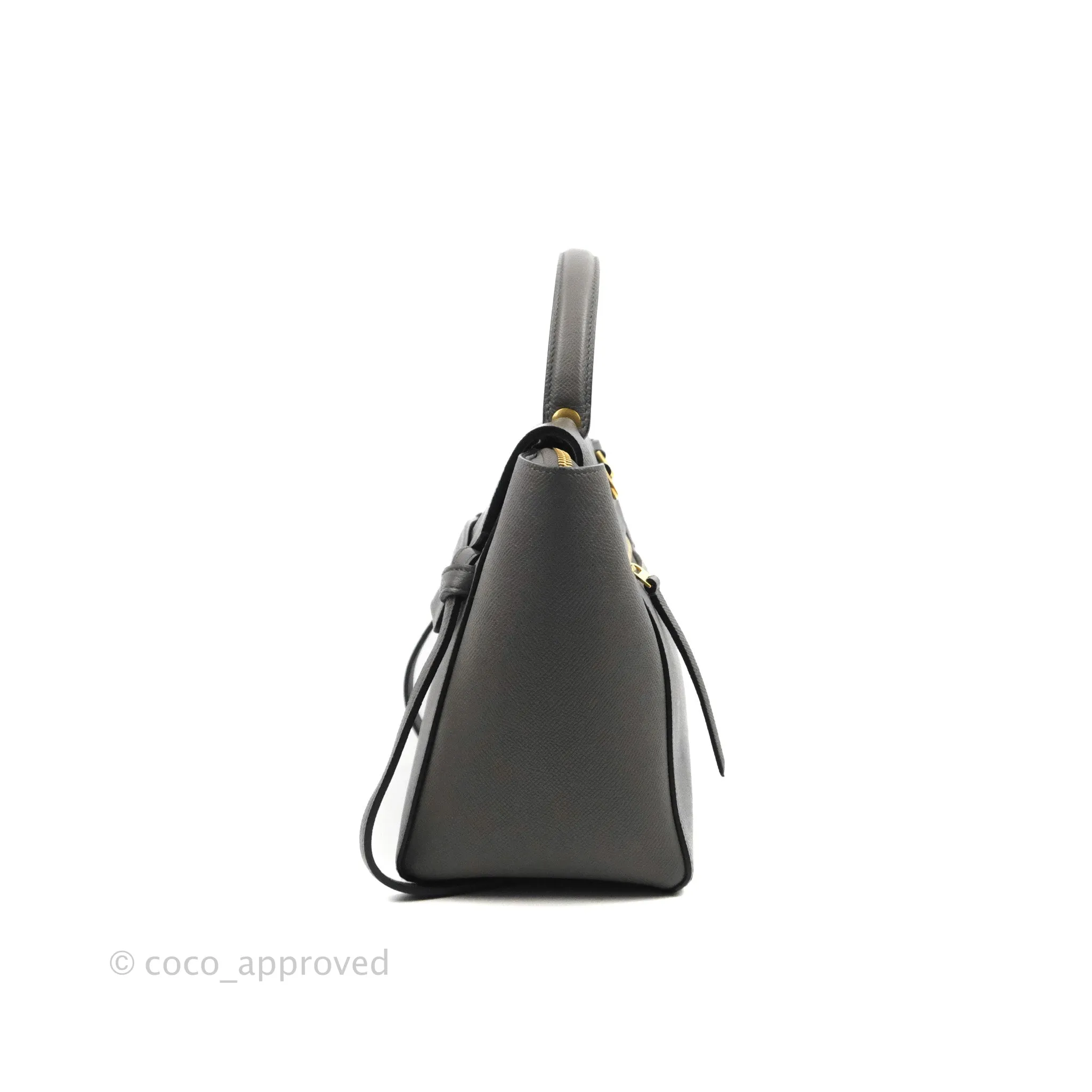 Celine Micro Belt Bag Grey Grained Calfskin Gold Hardware