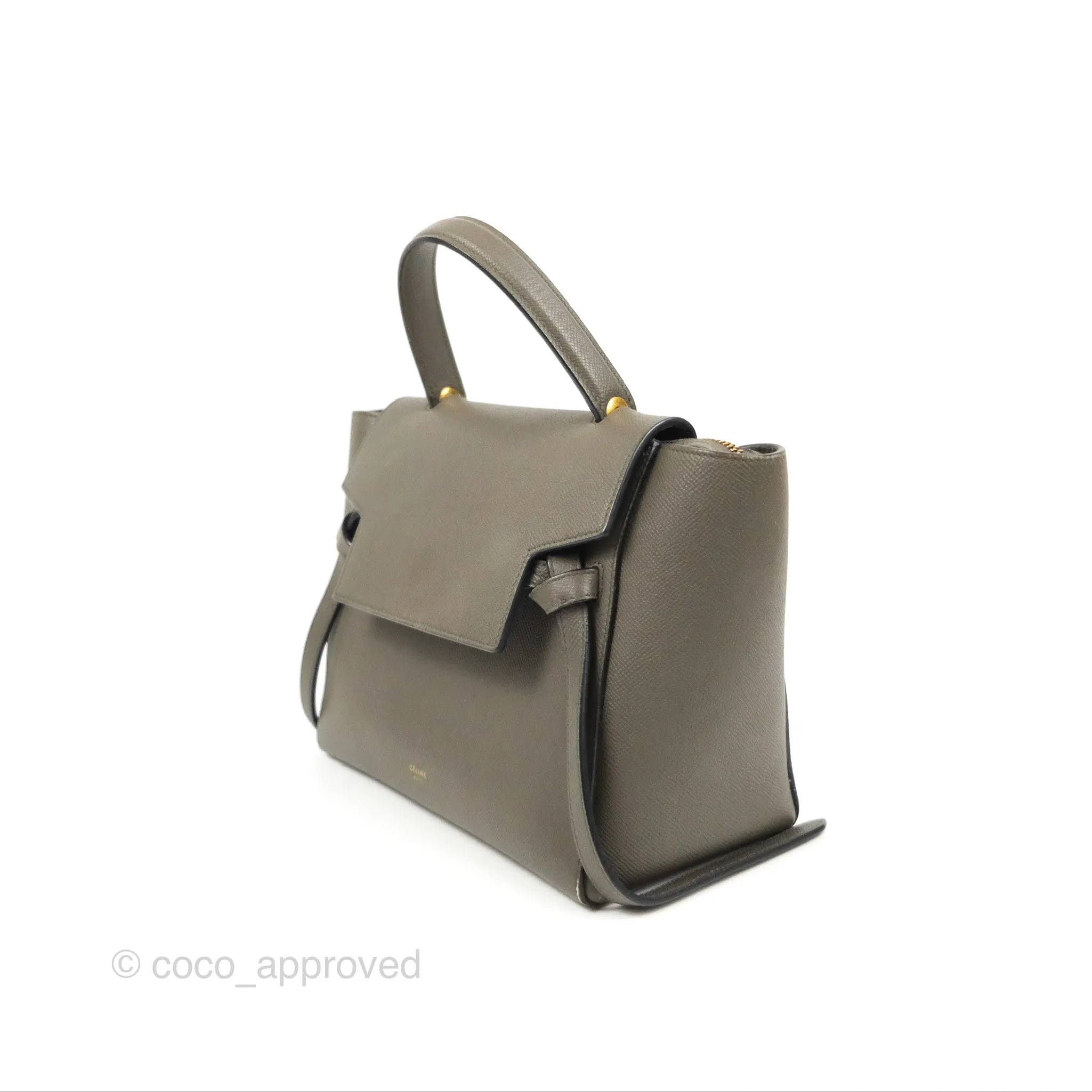 Celine Micro Belt Bag Grey Grained Calfskin Gold Hardware