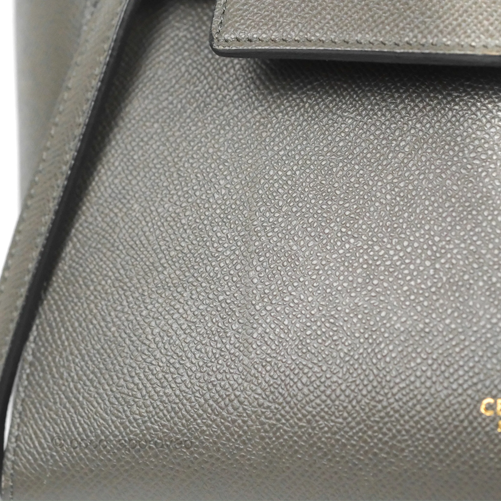 Celine Micro Belt Bag Grey Grained Calfskin Gold Hardware