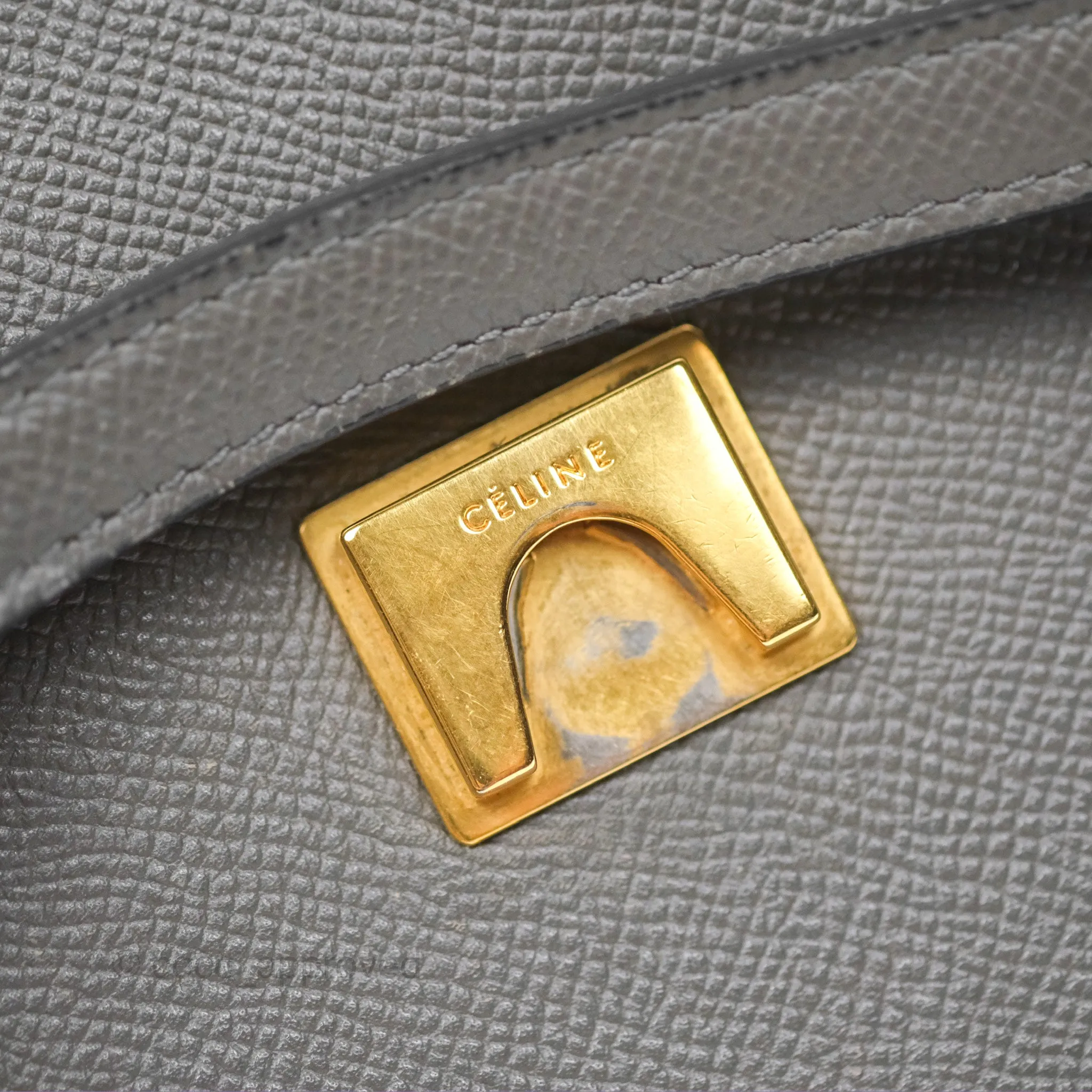 Celine Micro Belt Bag Grey Grained Calfskin Gold Hardware
