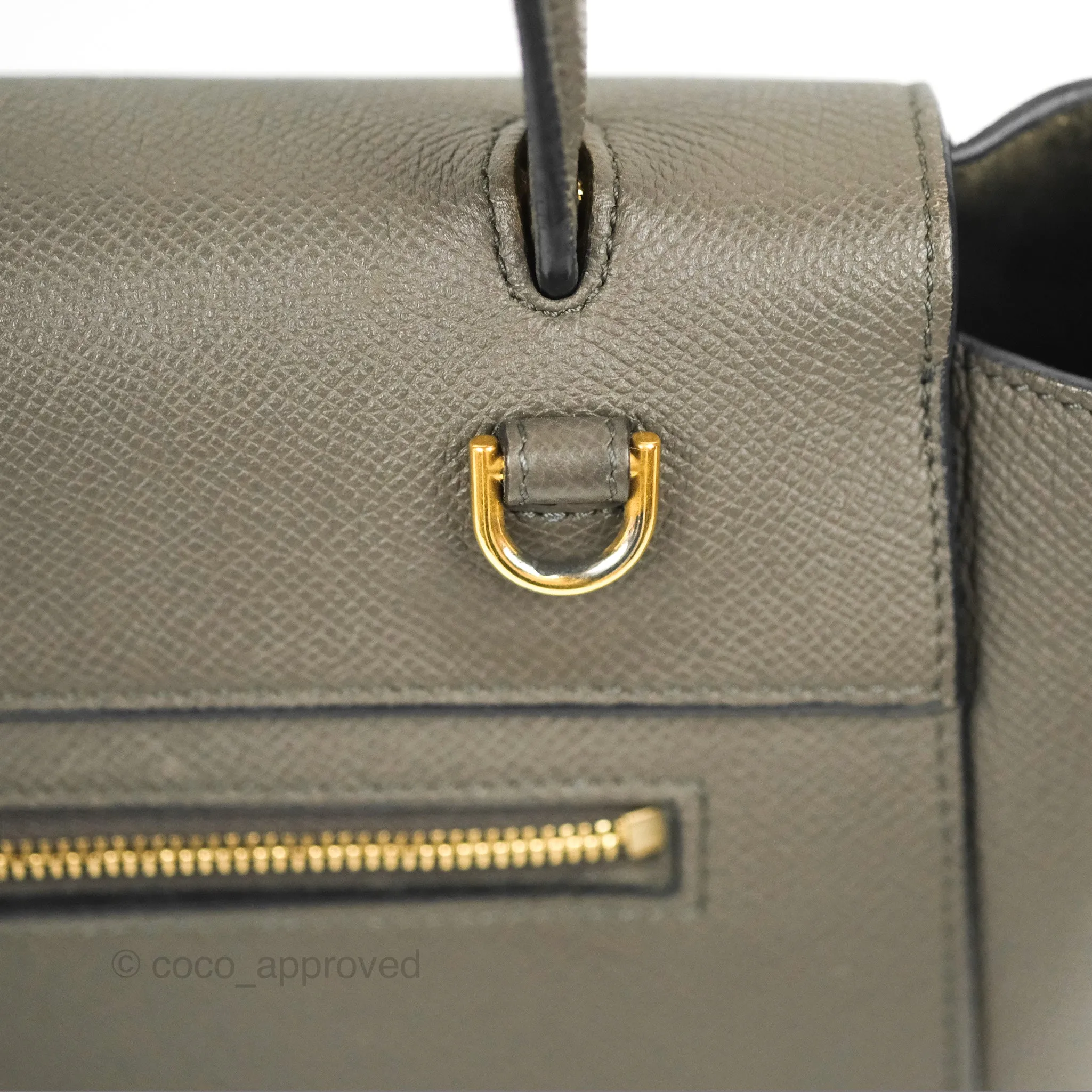 Celine Micro Belt Bag Grey Grained Calfskin Gold Hardware