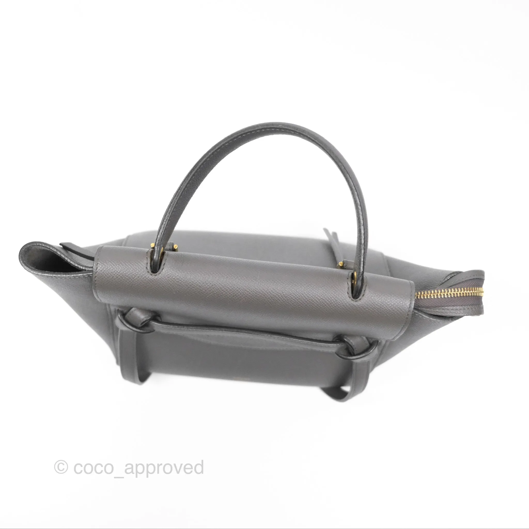 Celine Micro Belt Bag Grey Grained Calfskin Gold Hardware