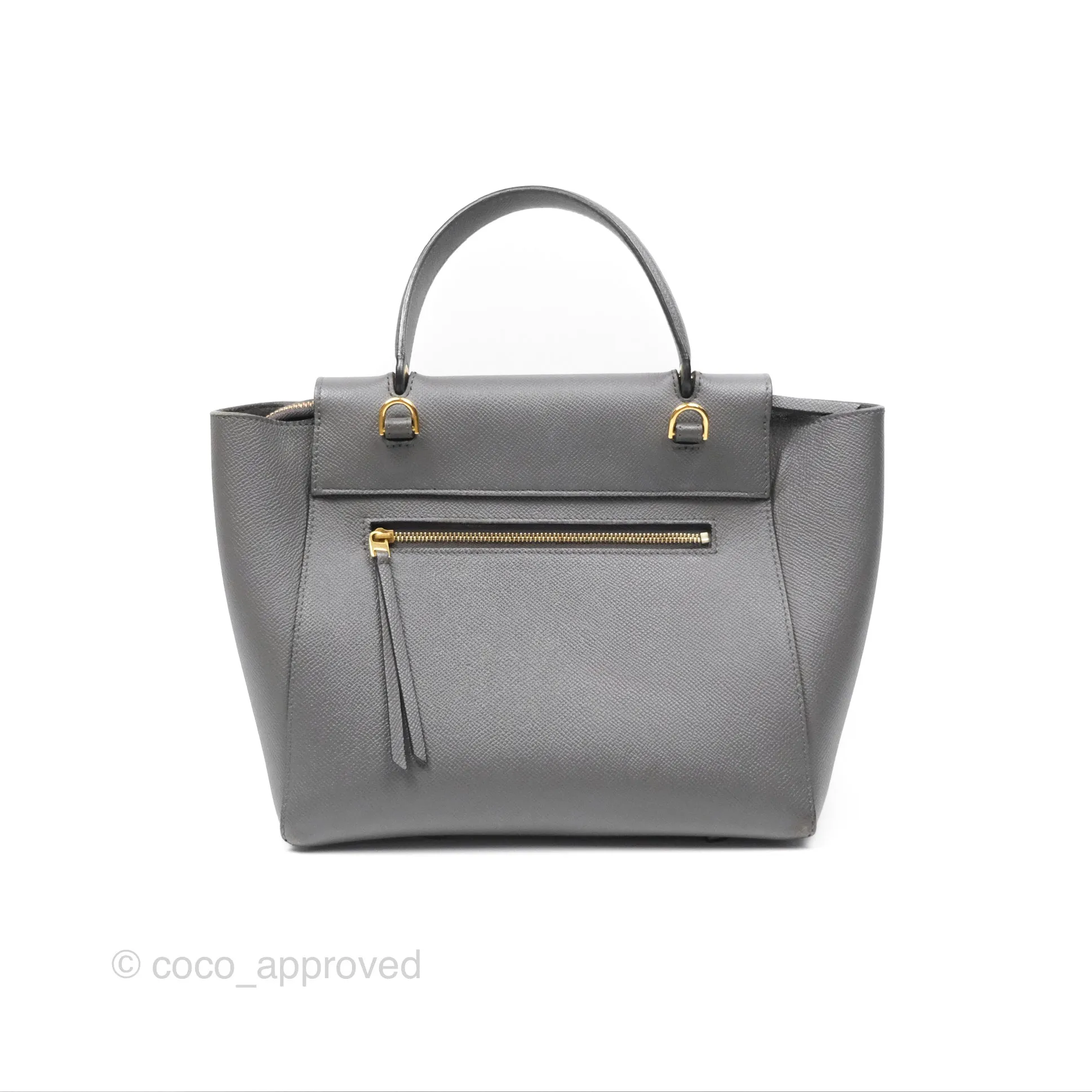 Celine Micro Belt Bag Grey Grained Calfskin Gold Hardware