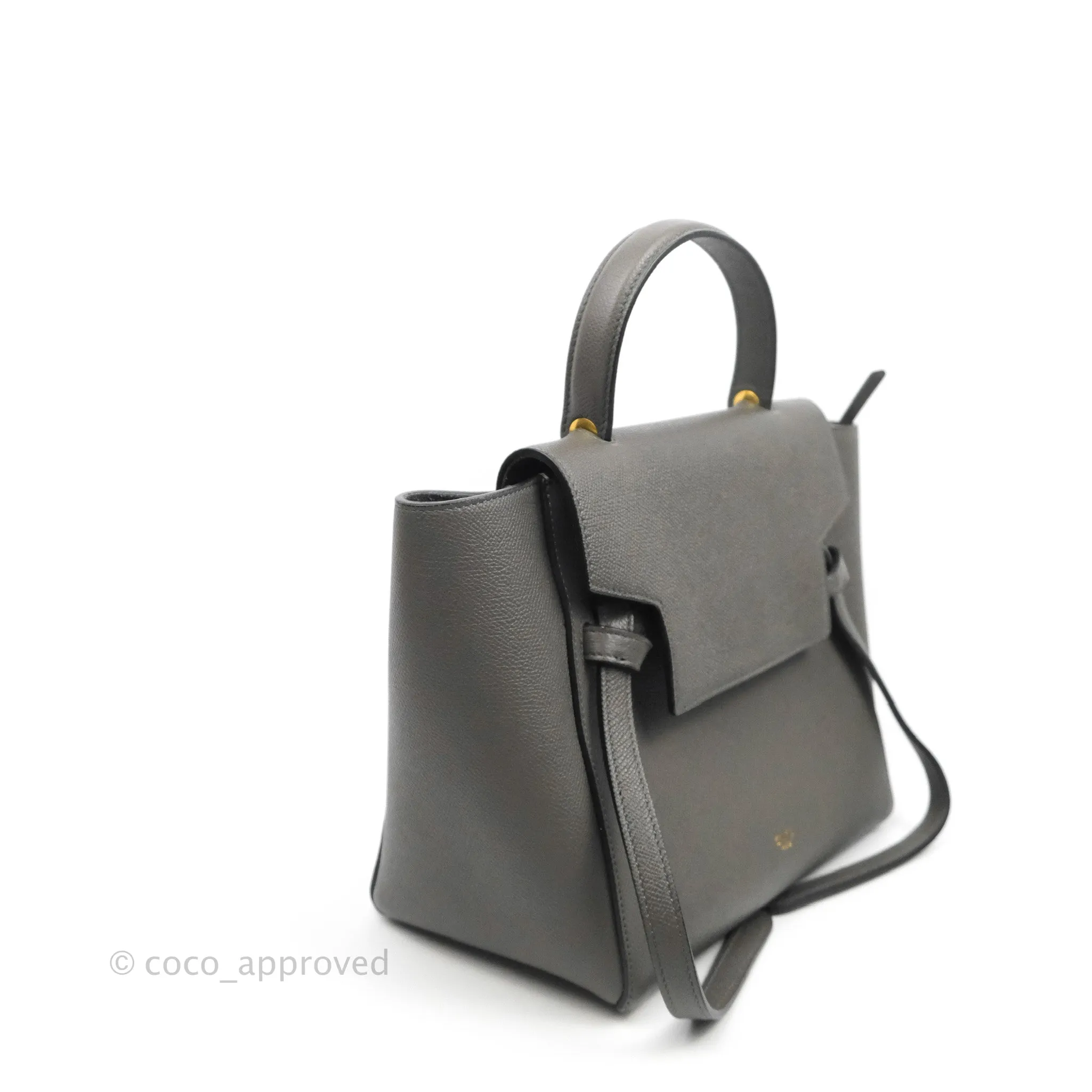 Celine Micro Belt Bag Grey Grained Calfskin Gold Hardware