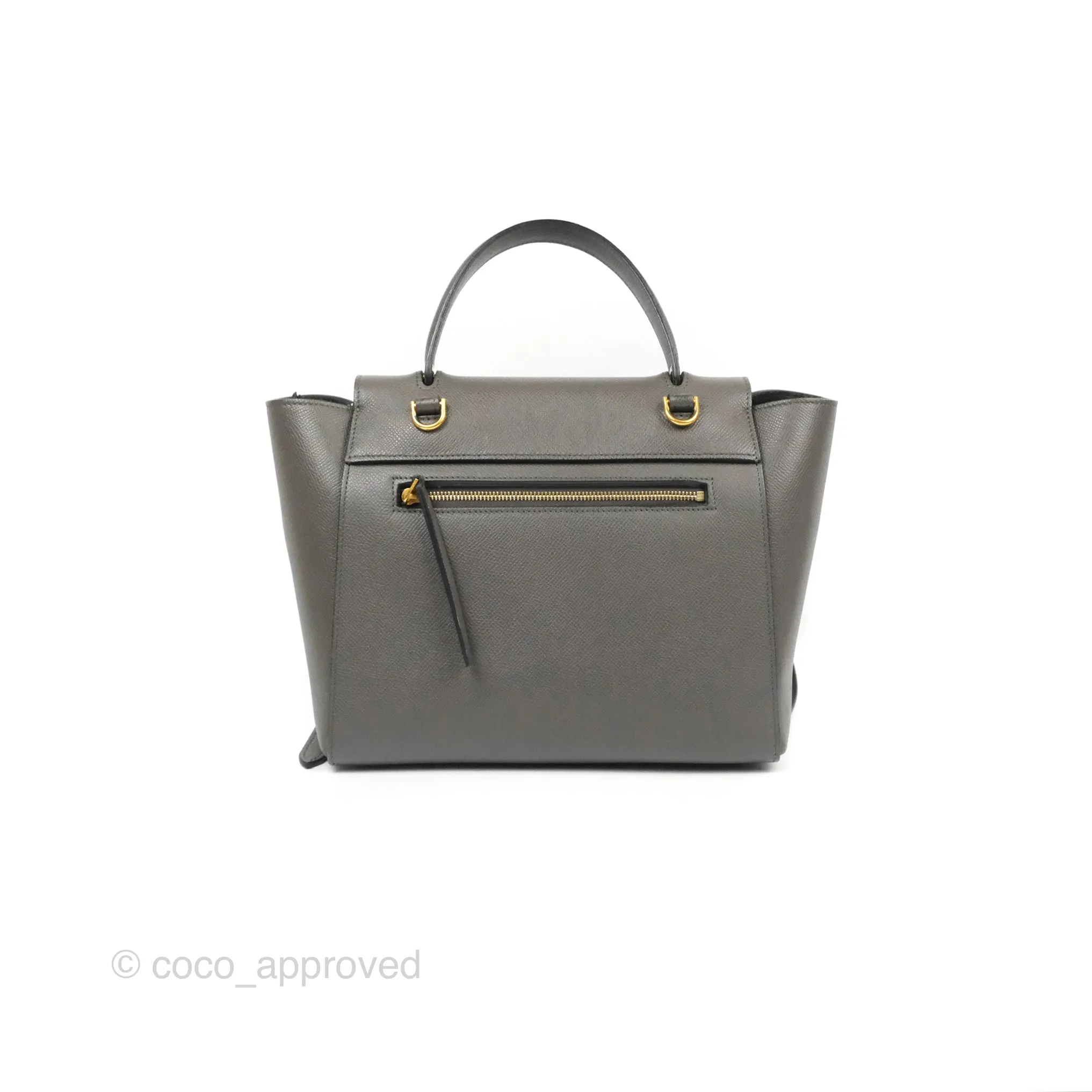 Celine Micro Belt Bag Grey Grained Calfskin Gold Hardware