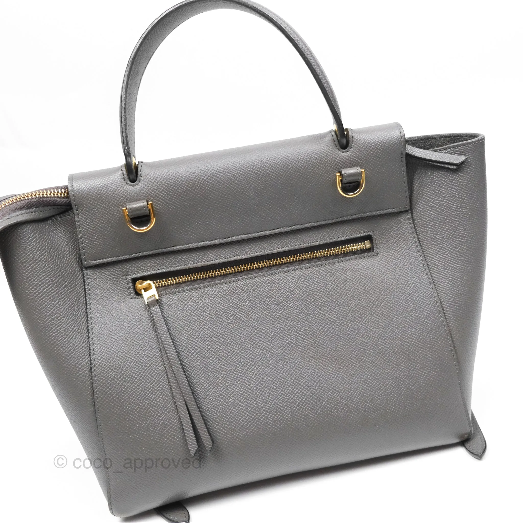 Celine Micro Belt Bag Grey Grained Calfskin Gold Hardware