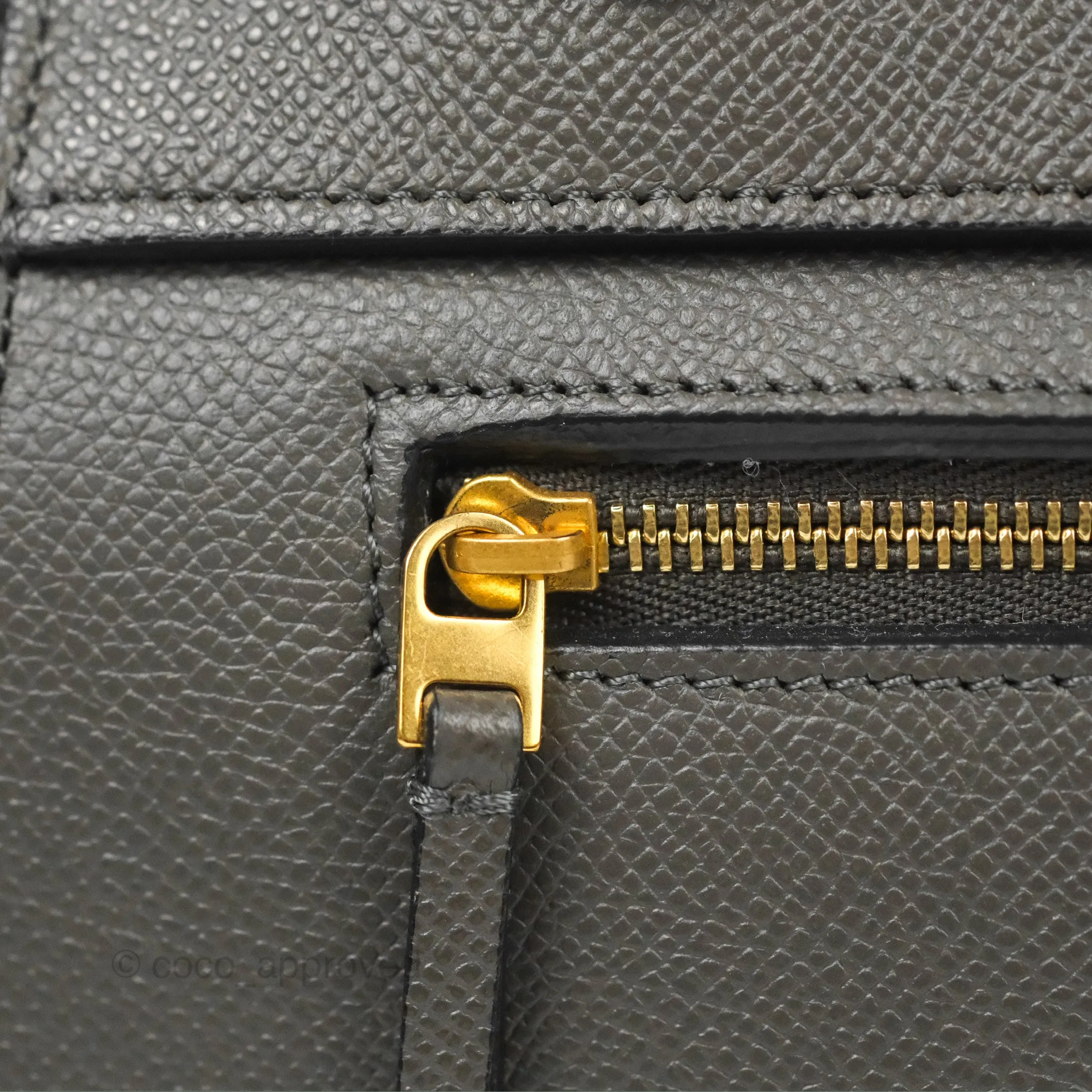Celine Micro Belt Bag Grey Grained Calfskin Gold Hardware