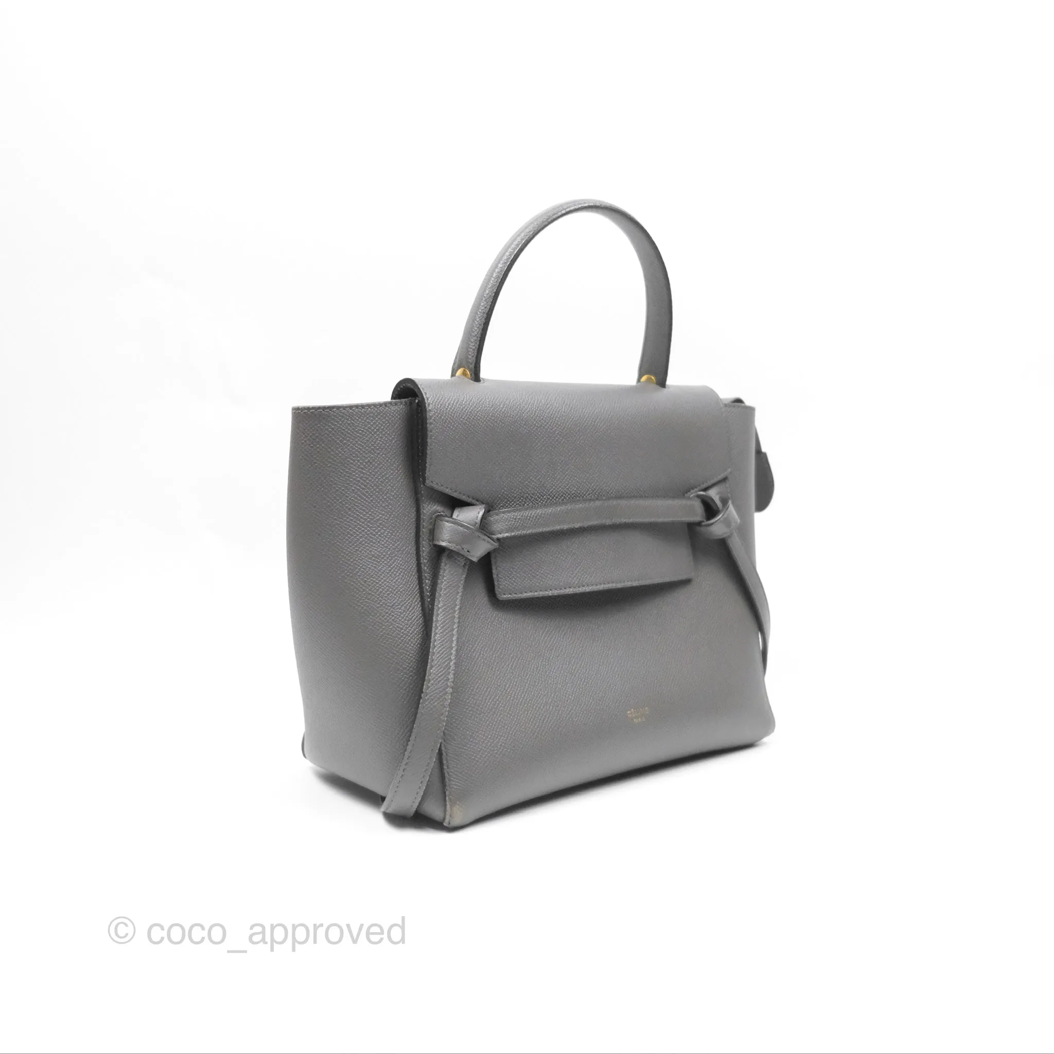 Celine Micro Belt Bag Grey Grained Calfskin Gold Hardware