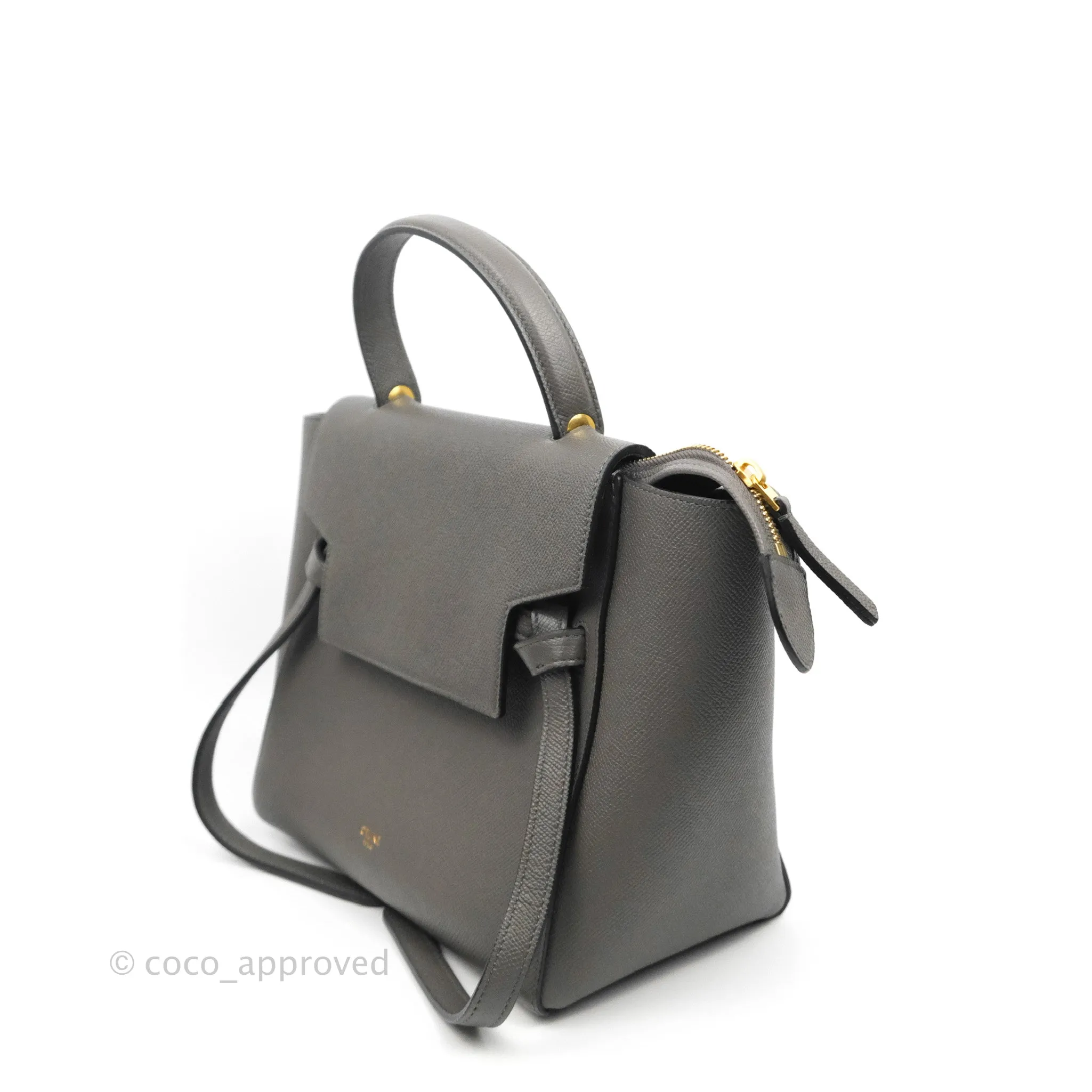 Celine Micro Belt Bag Grey Grained Calfskin Gold Hardware