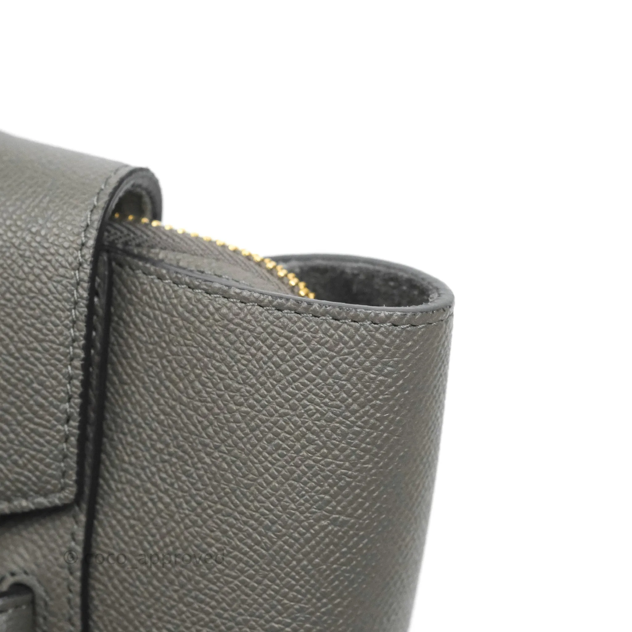 Celine Micro Belt Bag Grey Grained Calfskin Gold Hardware