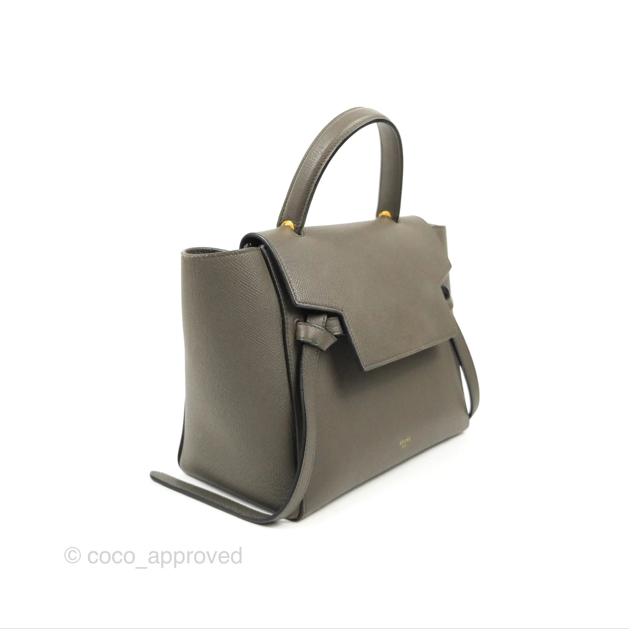 Celine Micro Belt Bag Grey Grained Calfskin Gold Hardware