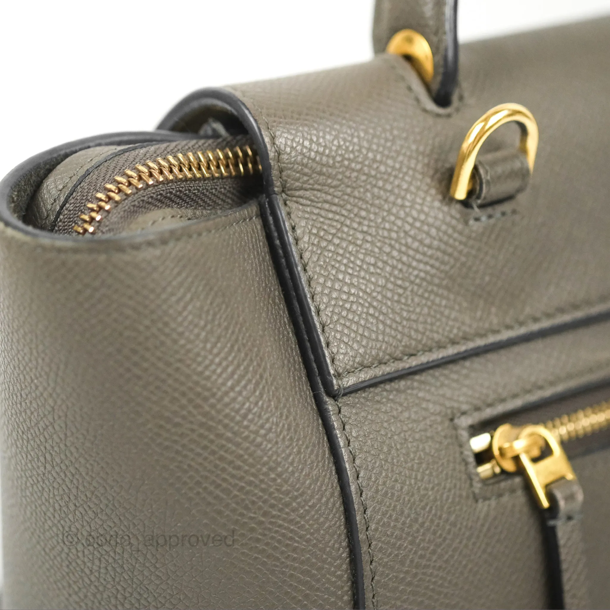 Celine Micro Belt Bag Grey Grained Calfskin Gold Hardware