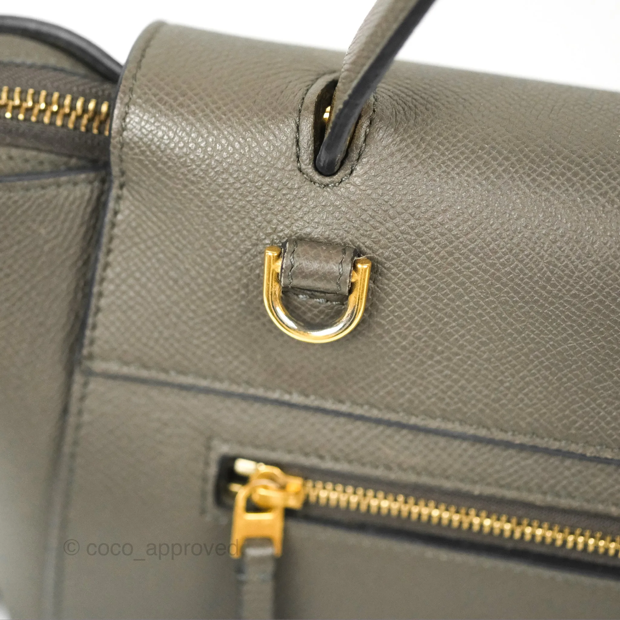 Celine Micro Belt Bag Grey Grained Calfskin Gold Hardware