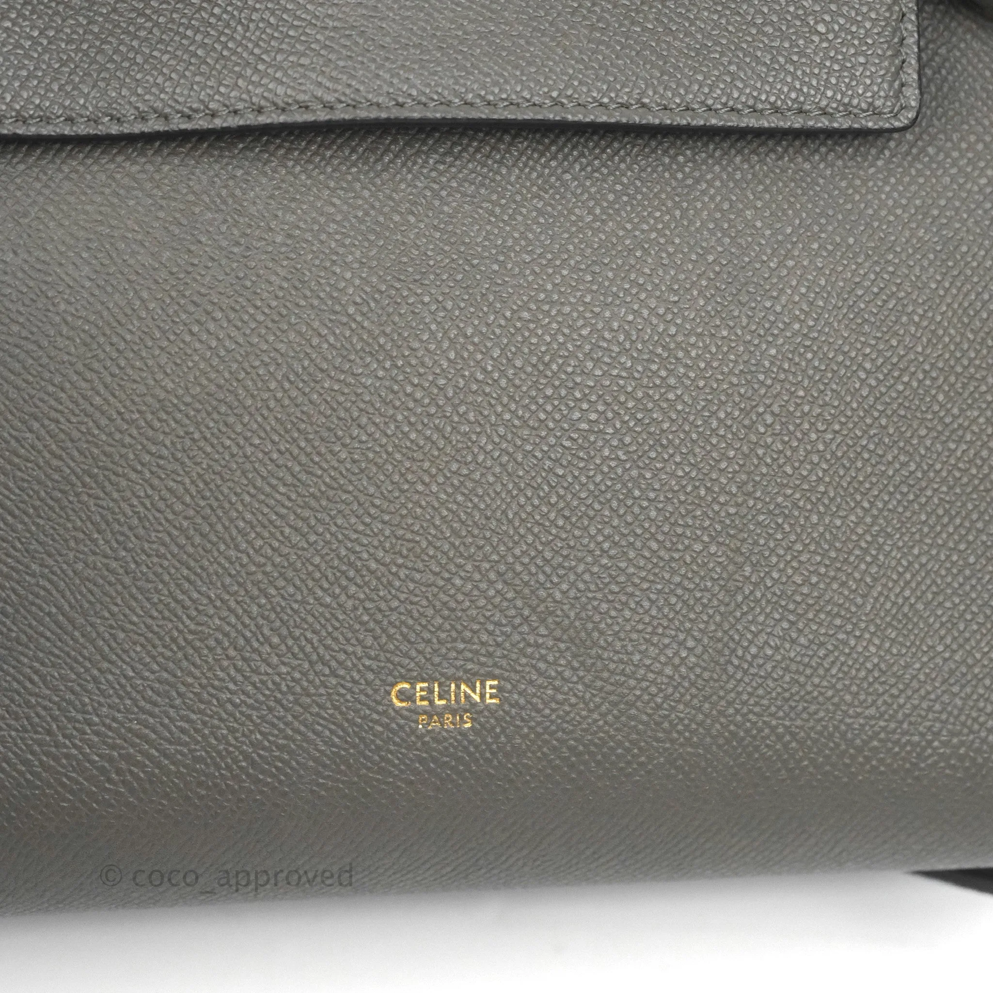 Celine Micro Belt Bag Grey Grained Calfskin Gold Hardware