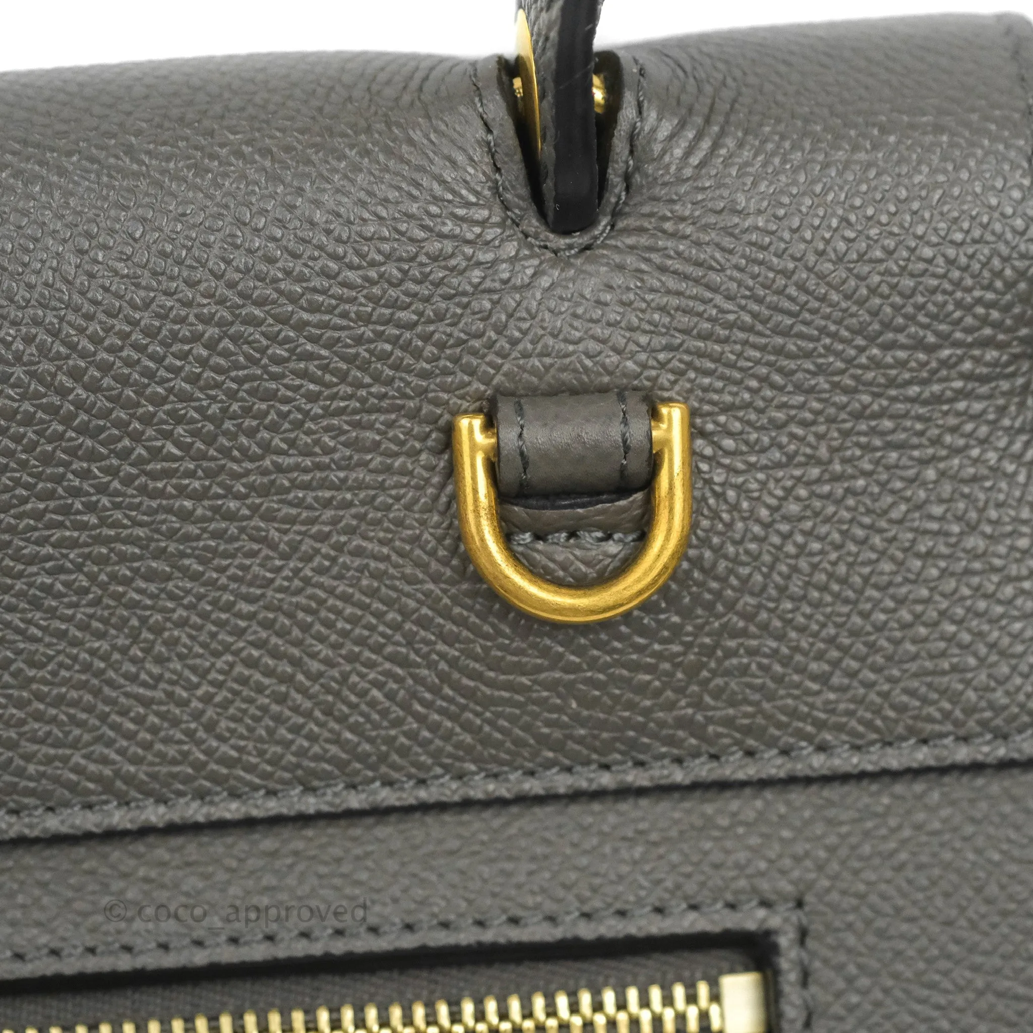 Celine Micro Belt Bag Grey Grained Calfskin Gold Hardware