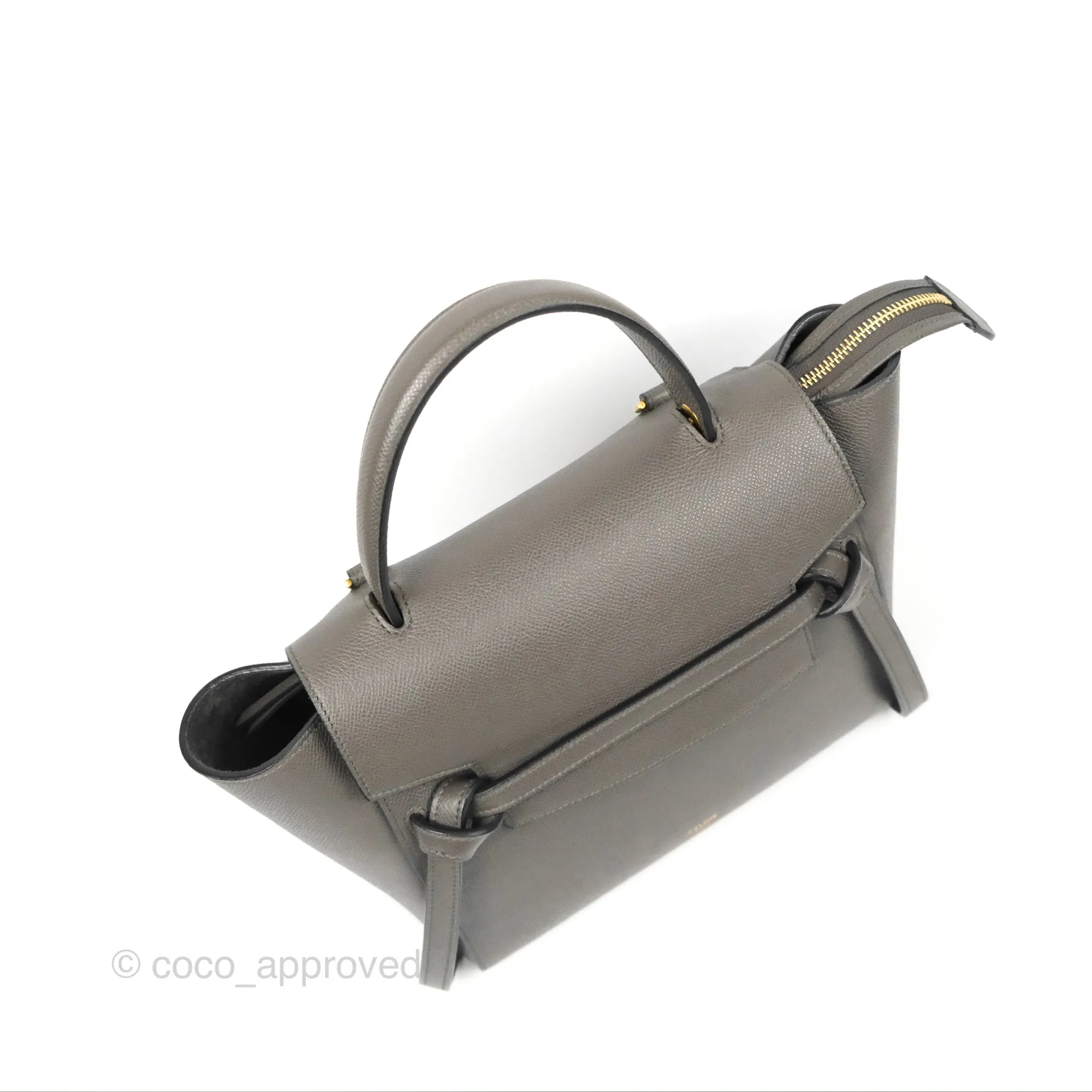 Celine Micro Belt Bag Grey Grained Calfskin Gold Hardware