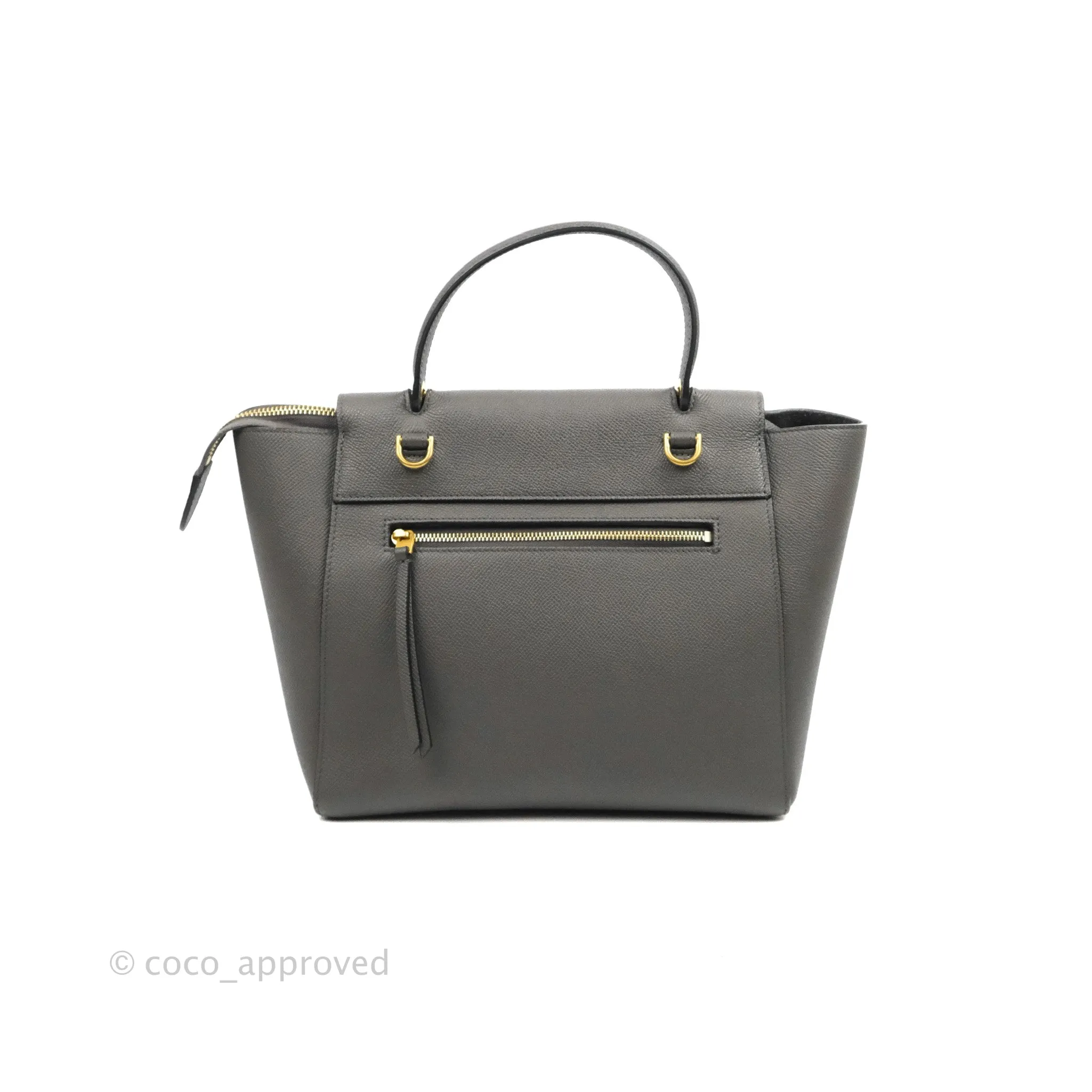 Celine Micro Belt Bag Grey Grained Calfskin Gold Hardware