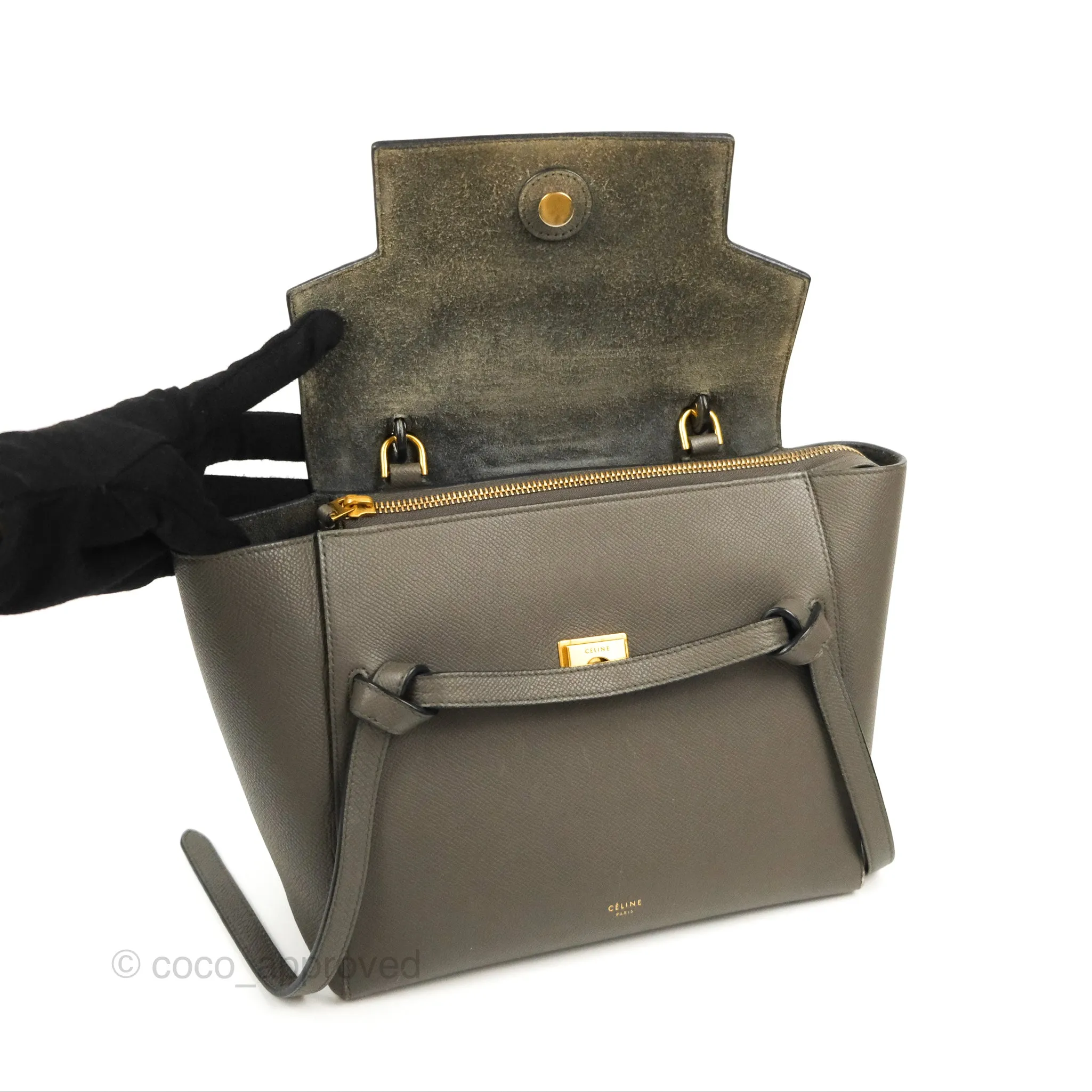 Celine Micro Belt Bag Grey Grained Calfskin Gold Hardware